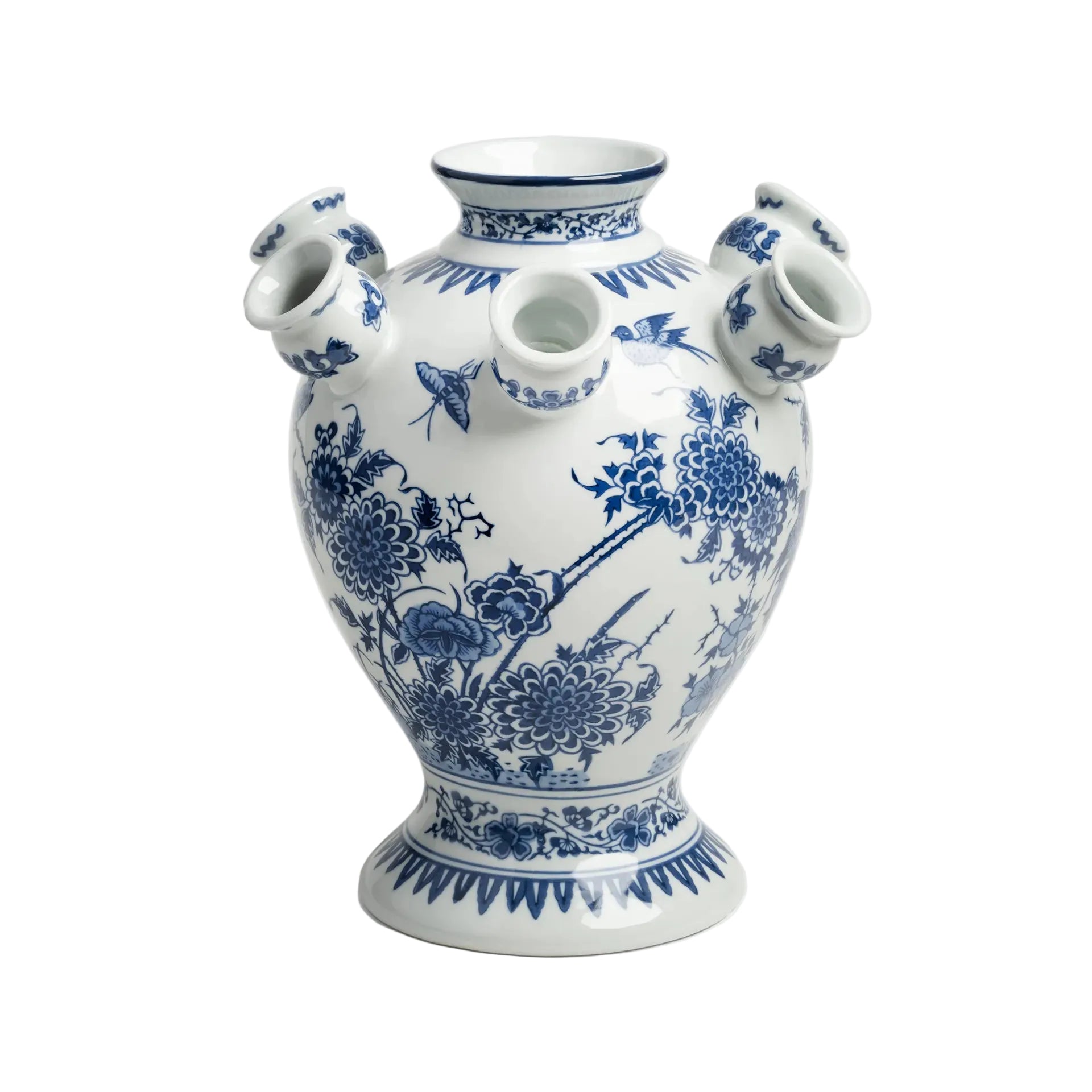 Váza TULIP CASCADE biela s modrou