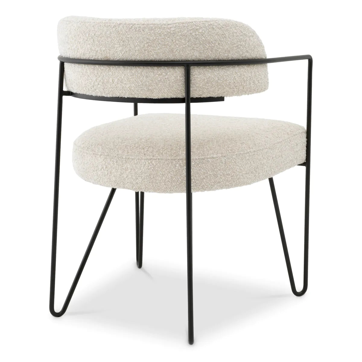 Stolička GIUSEPPE biela bouclé s čiernym podstavcom