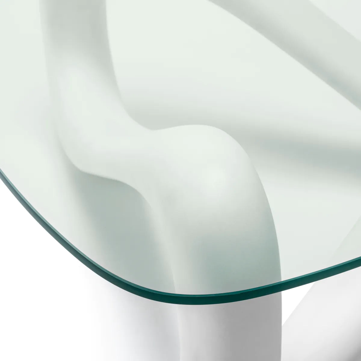 Aventura glass table with a white base