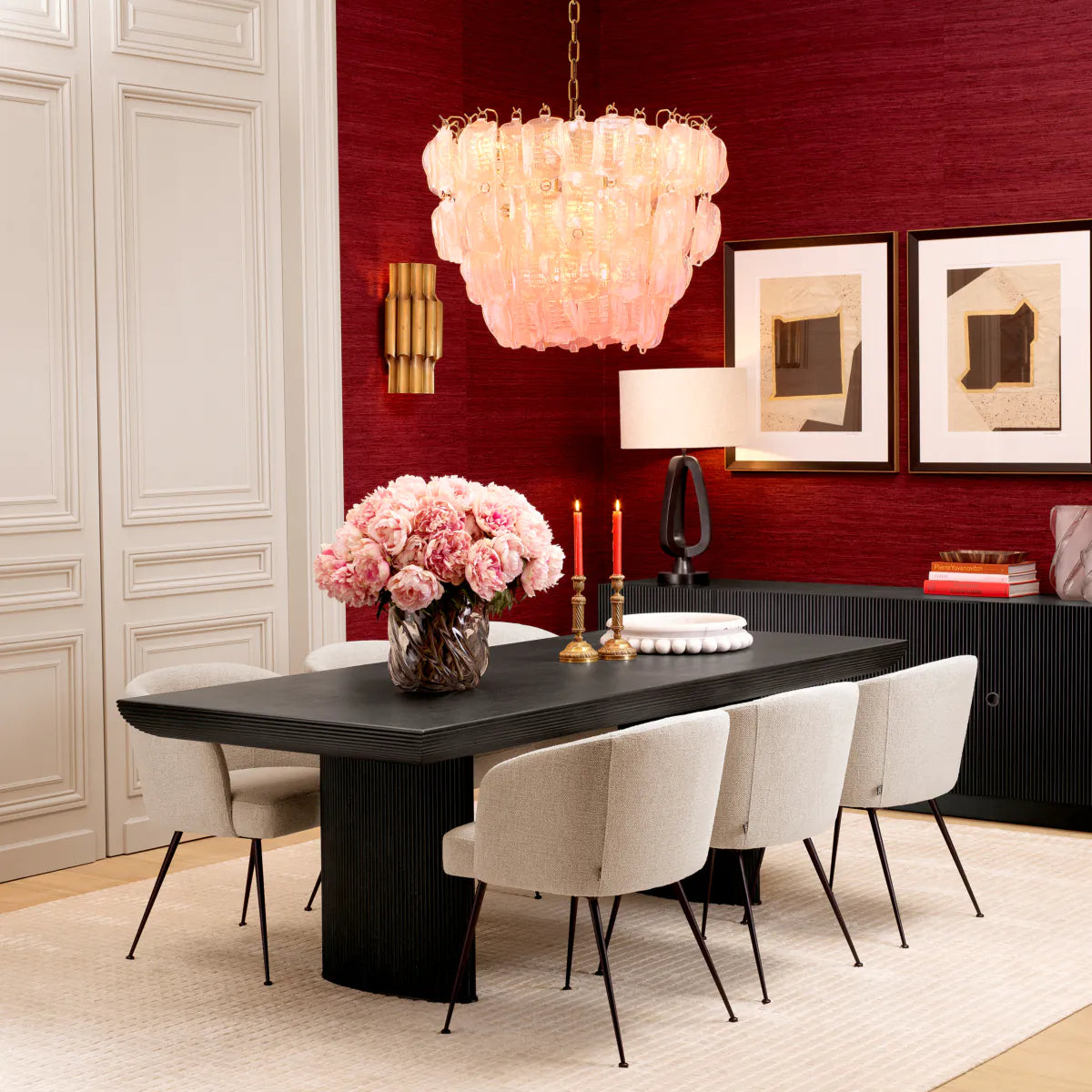 Solange pink glass chandelier