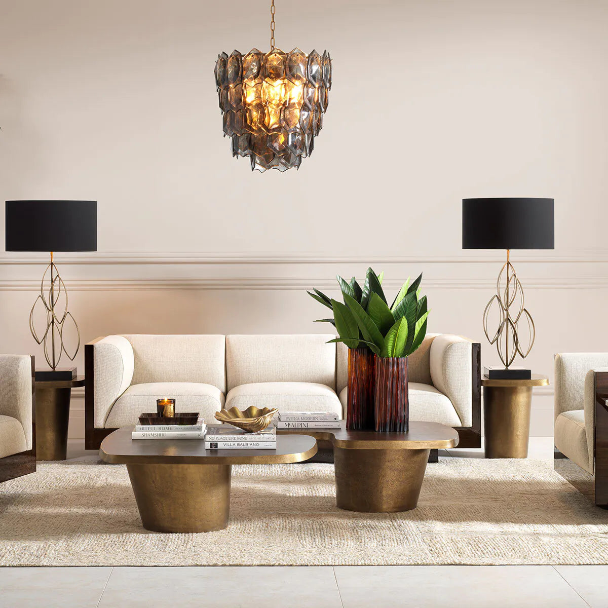 SEBASTIAN cream sofa with eucalyptus veneer