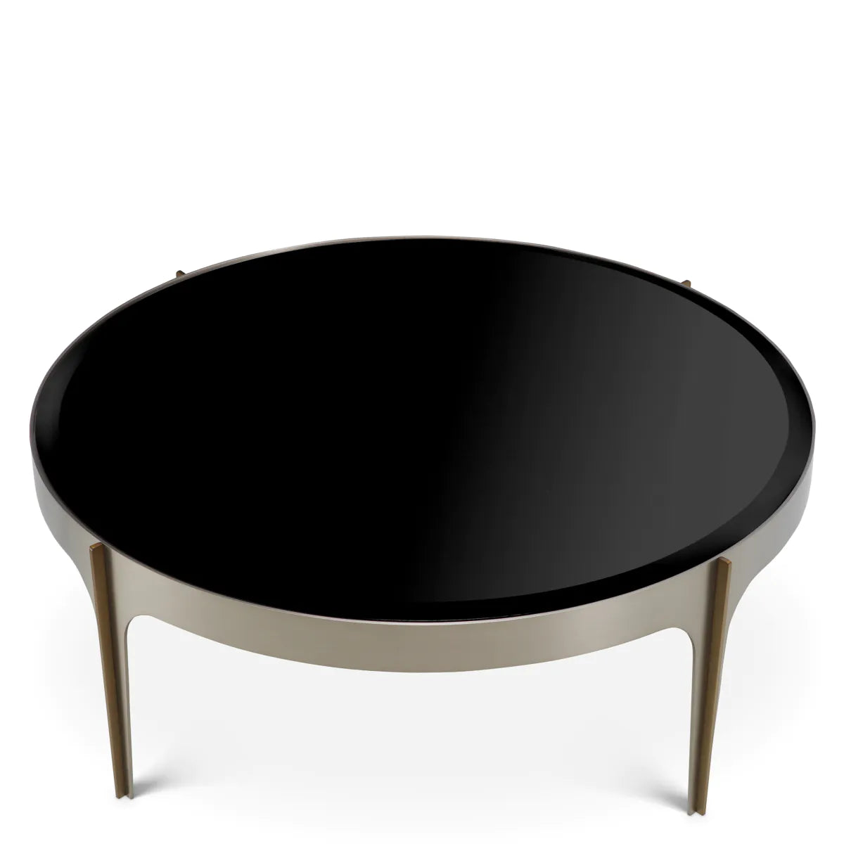 Artemisa coffee table, black glass with a steel base