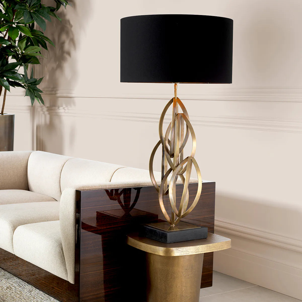 BELLAMONT table lamp in antique gold with a granite base