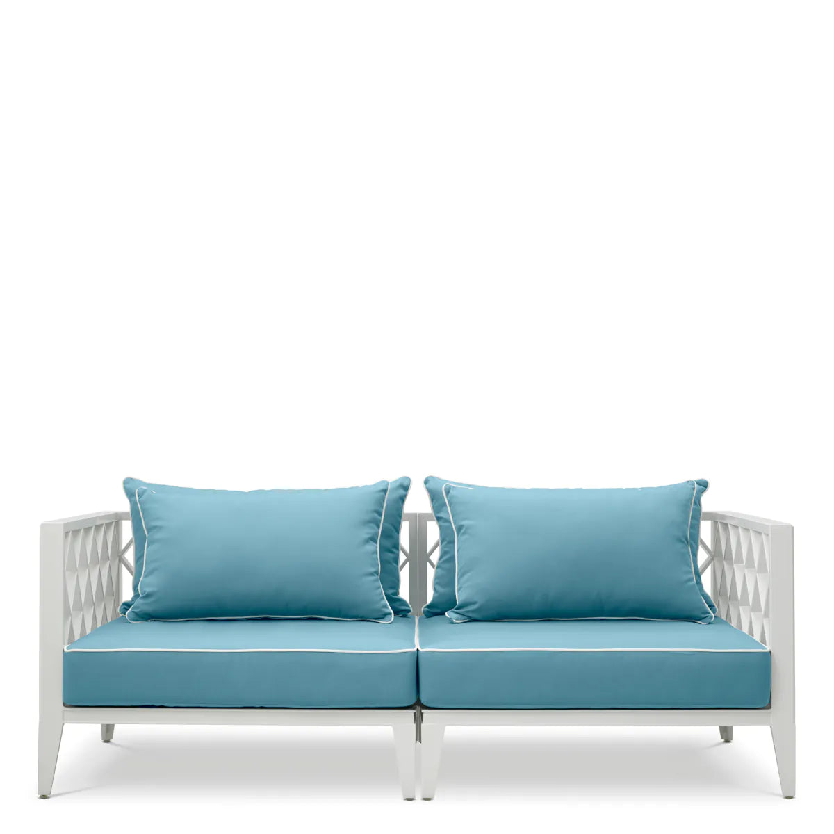 2-seater outdoor sofa OCEAN CLUB white with blue