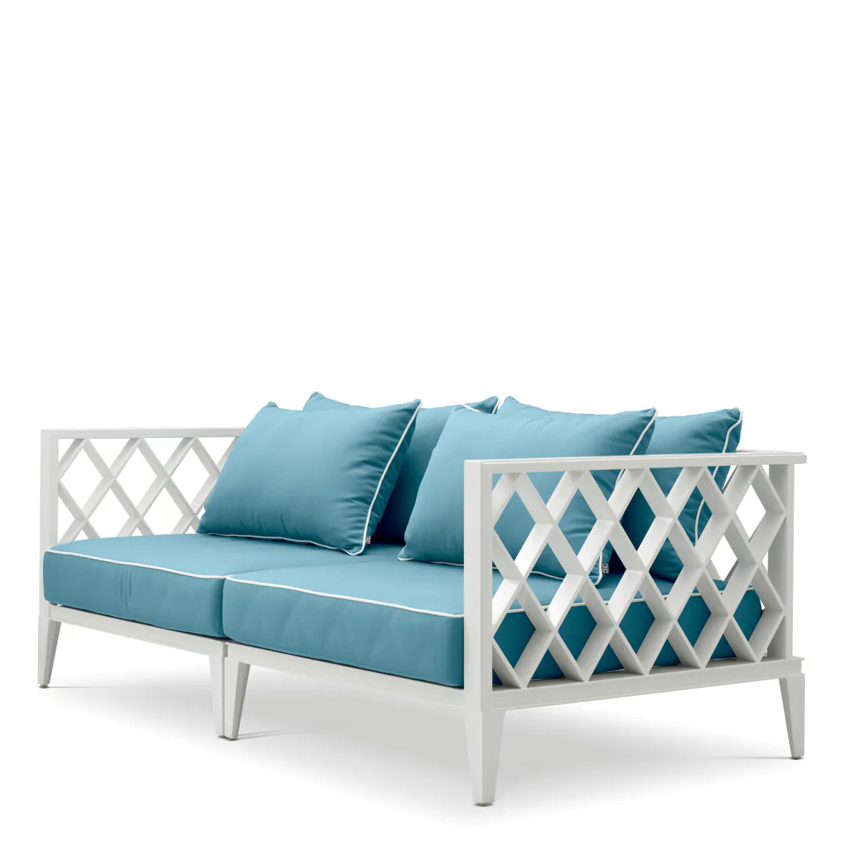 2-seater outdoor sofa OCEAN CLUB white with blue