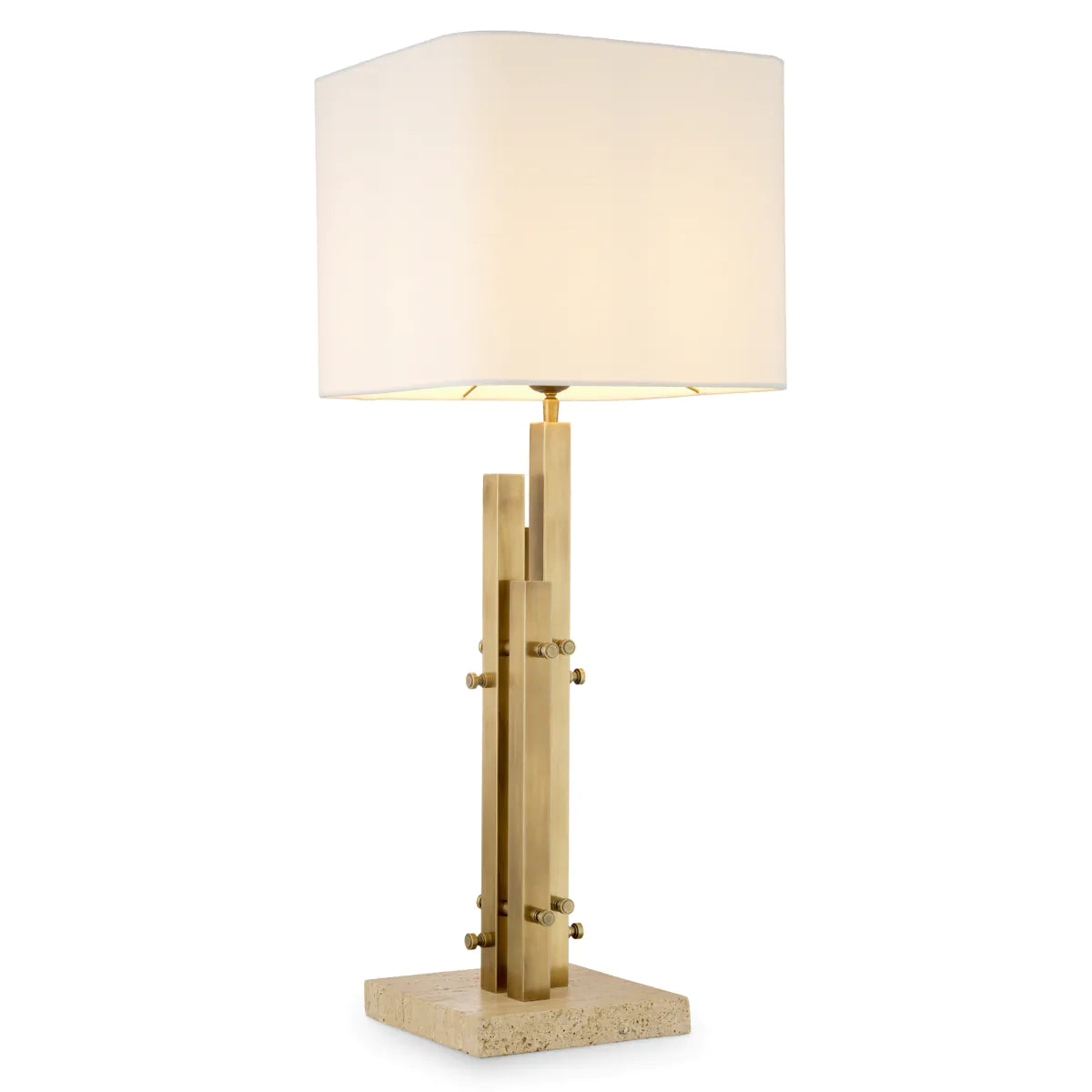 DESTINO table lamp steel with travertine base