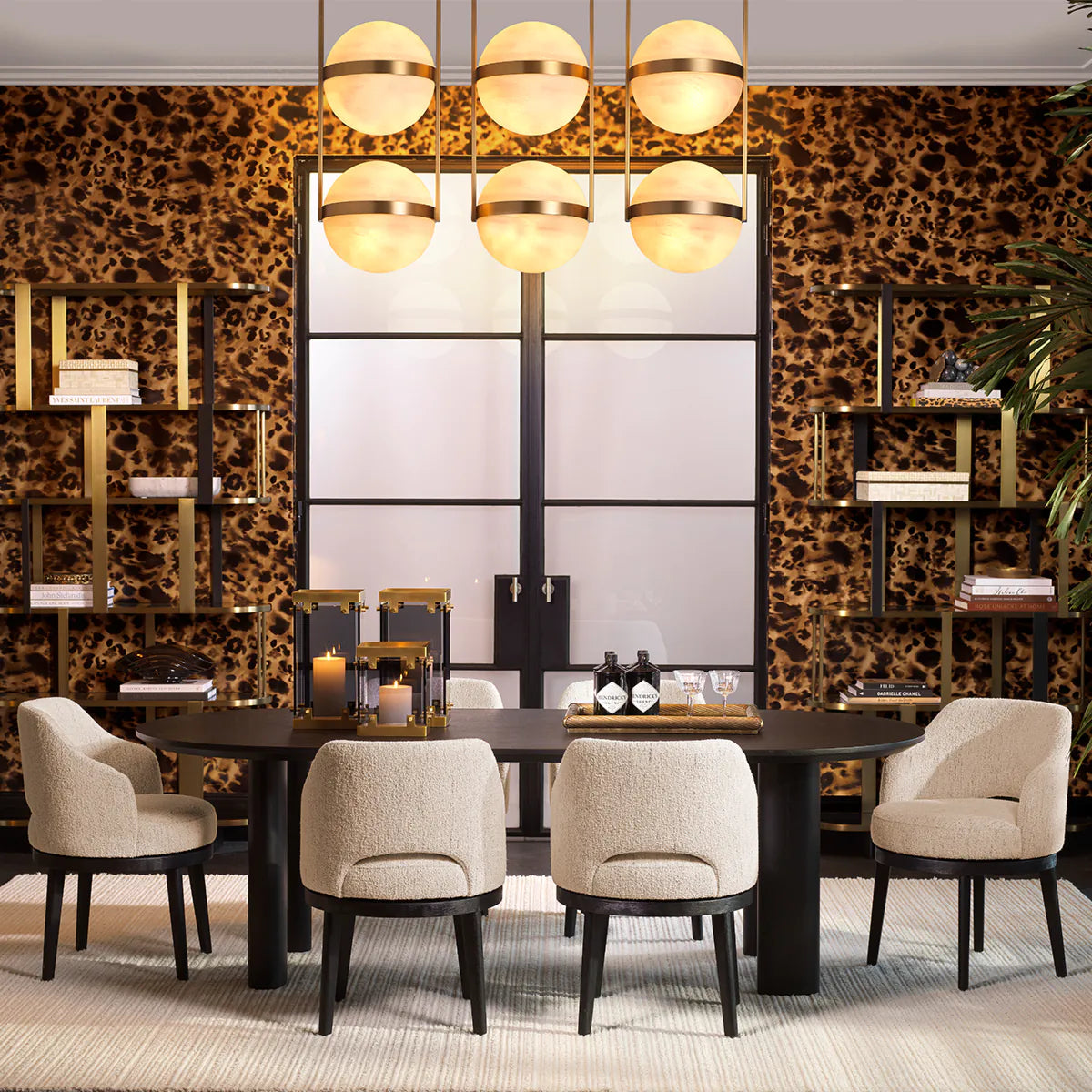 Glass tray LENORA antique brass