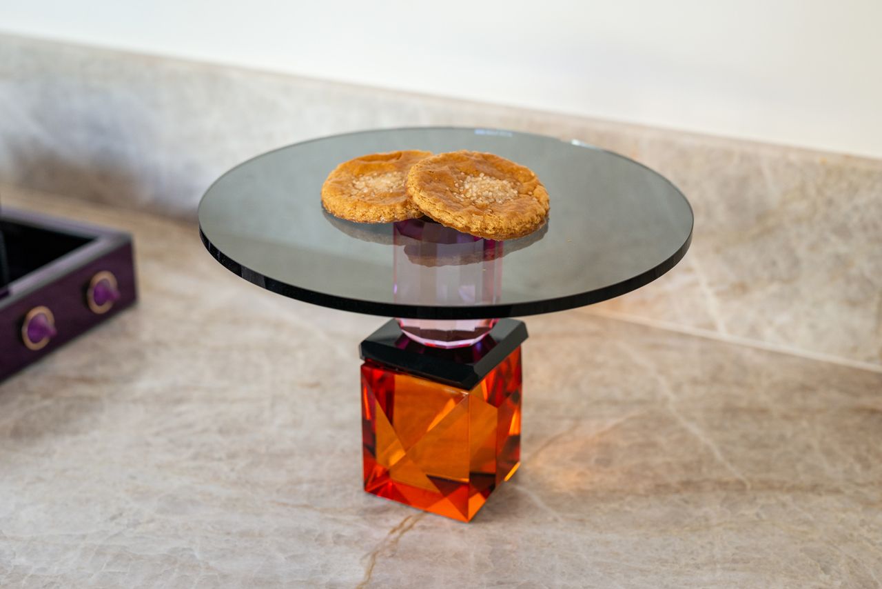 Kryštálová misa FEYA oranžová s ružovou