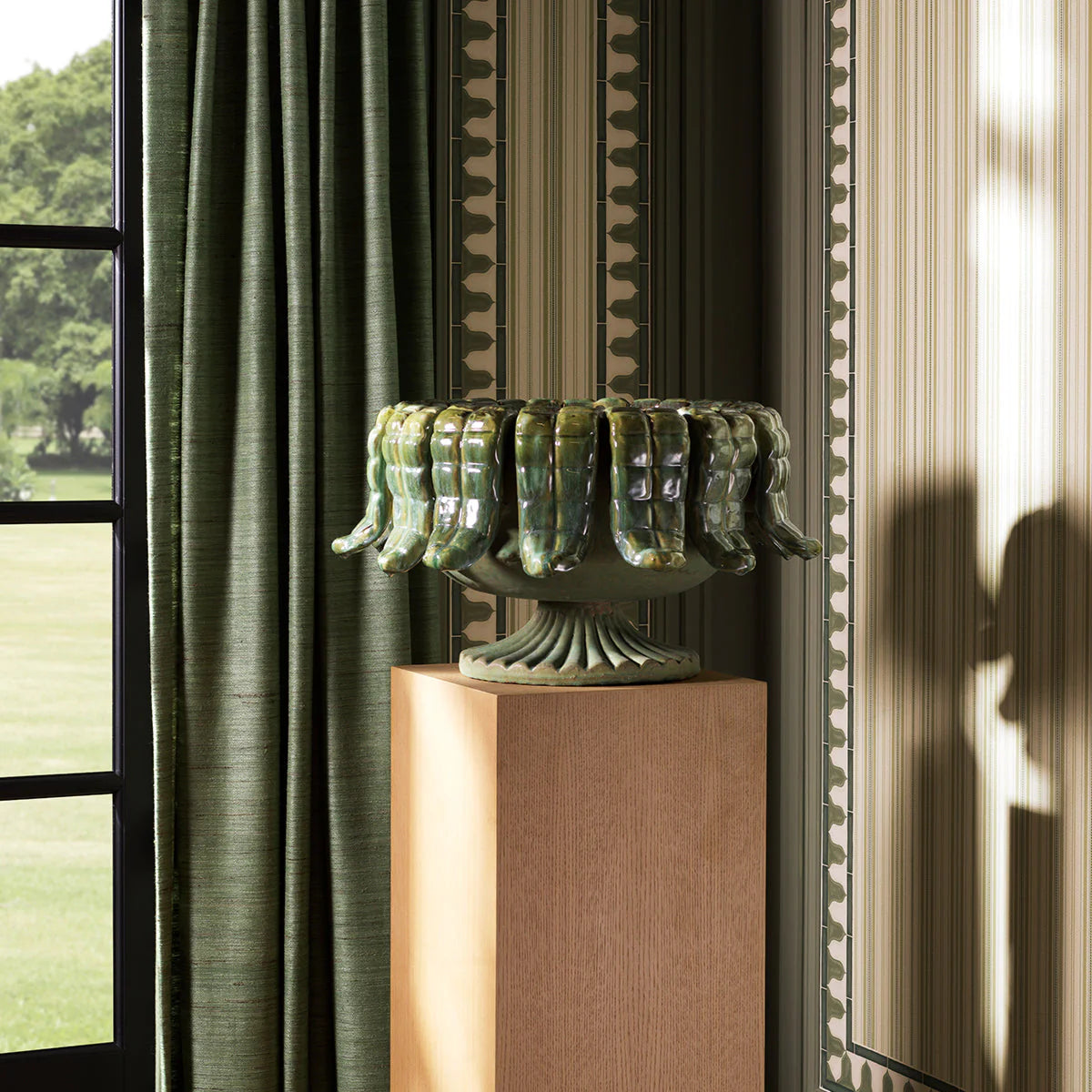 Vonkajší kvetináč GRANTHAM zelená keramika