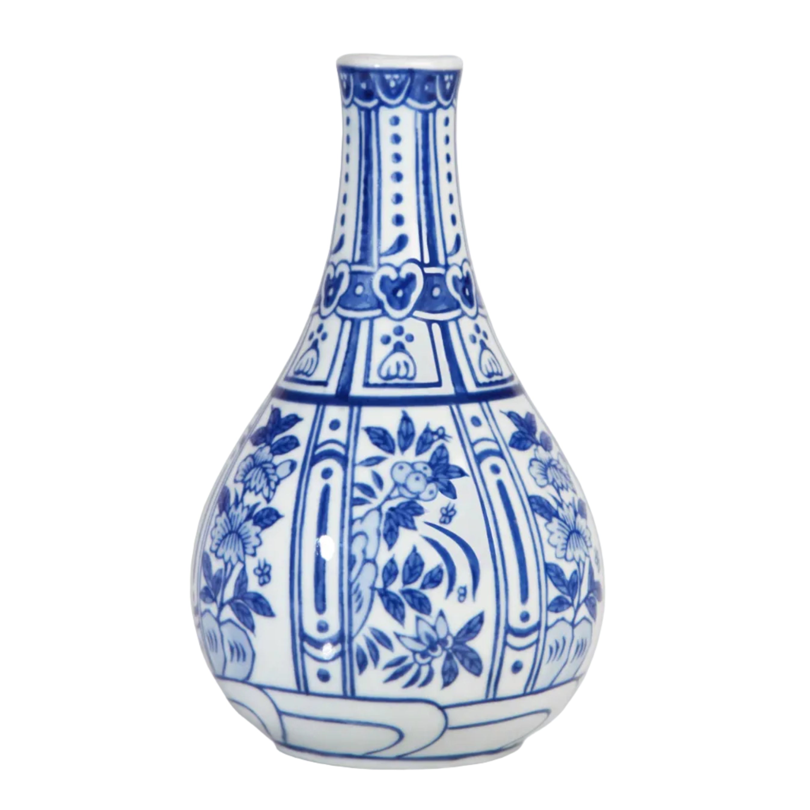 Váza KVETY BODKY biela s modrou