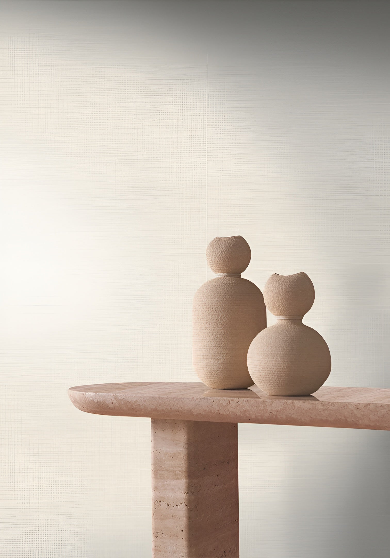 Tapeta so štruktúrou napodobňujúcou ľanové plátno SHINOK - FLEUR DE COTON teplá biela