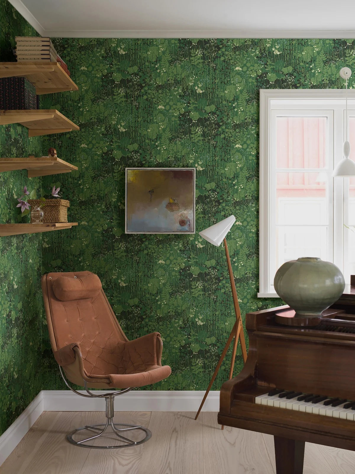 Tapeta s rastlinným motívom listov DIKESREN zelená