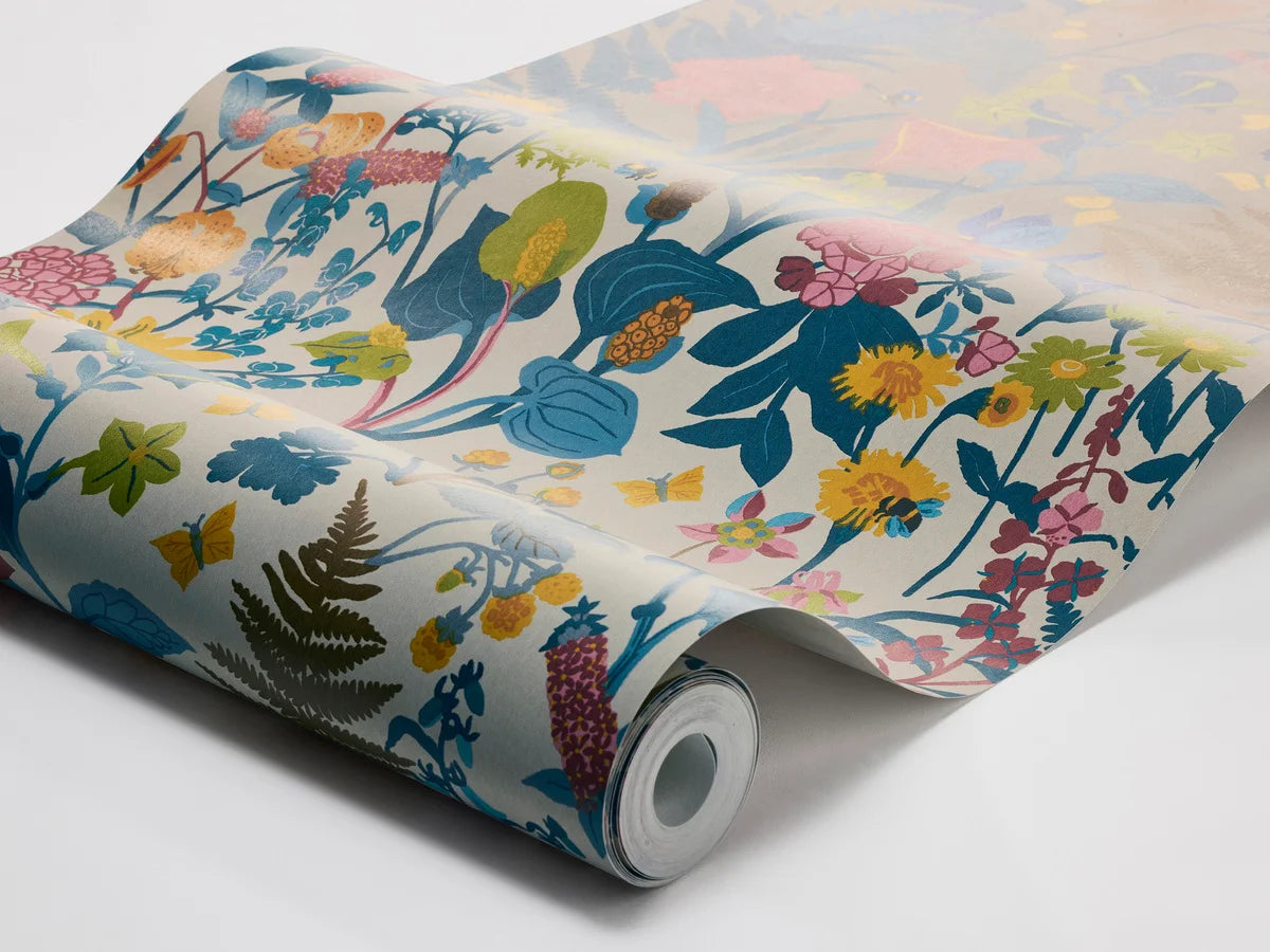 Tapeta s rastlinným motívom STUGRABATT béžová s modrou