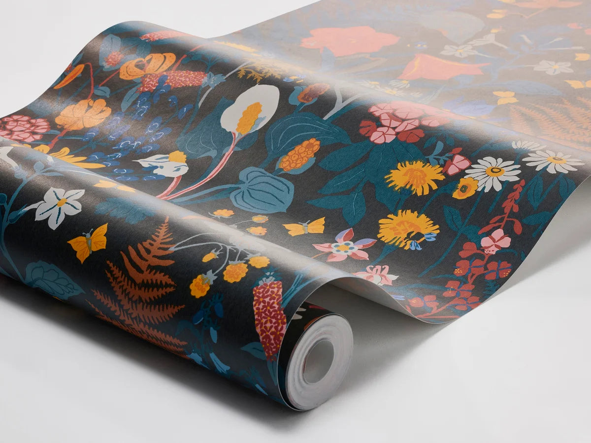 Tapeta s rastlinným motívom STUGRABATT modrá so žltou