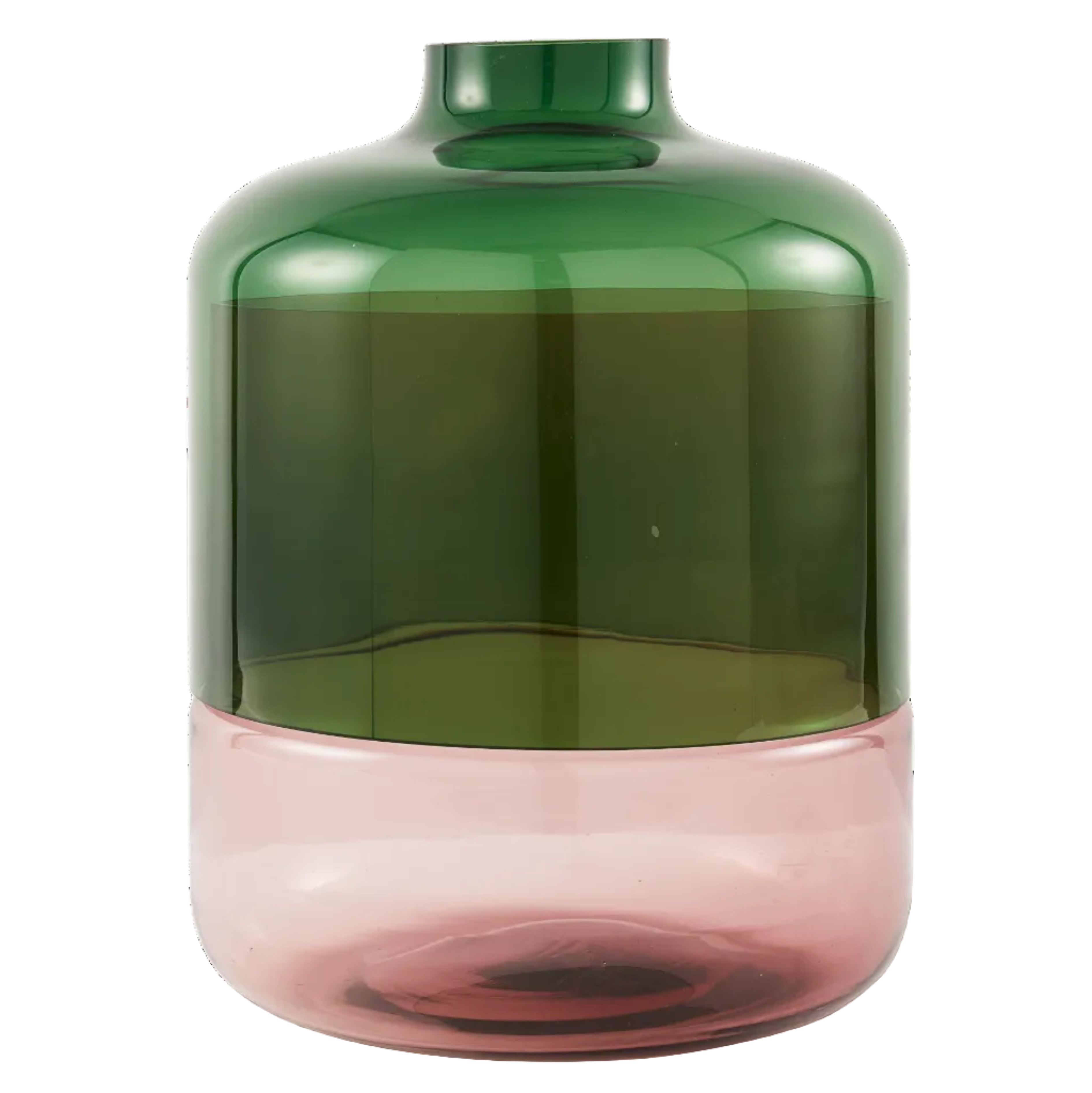 Glass vase FORMY pink with green
