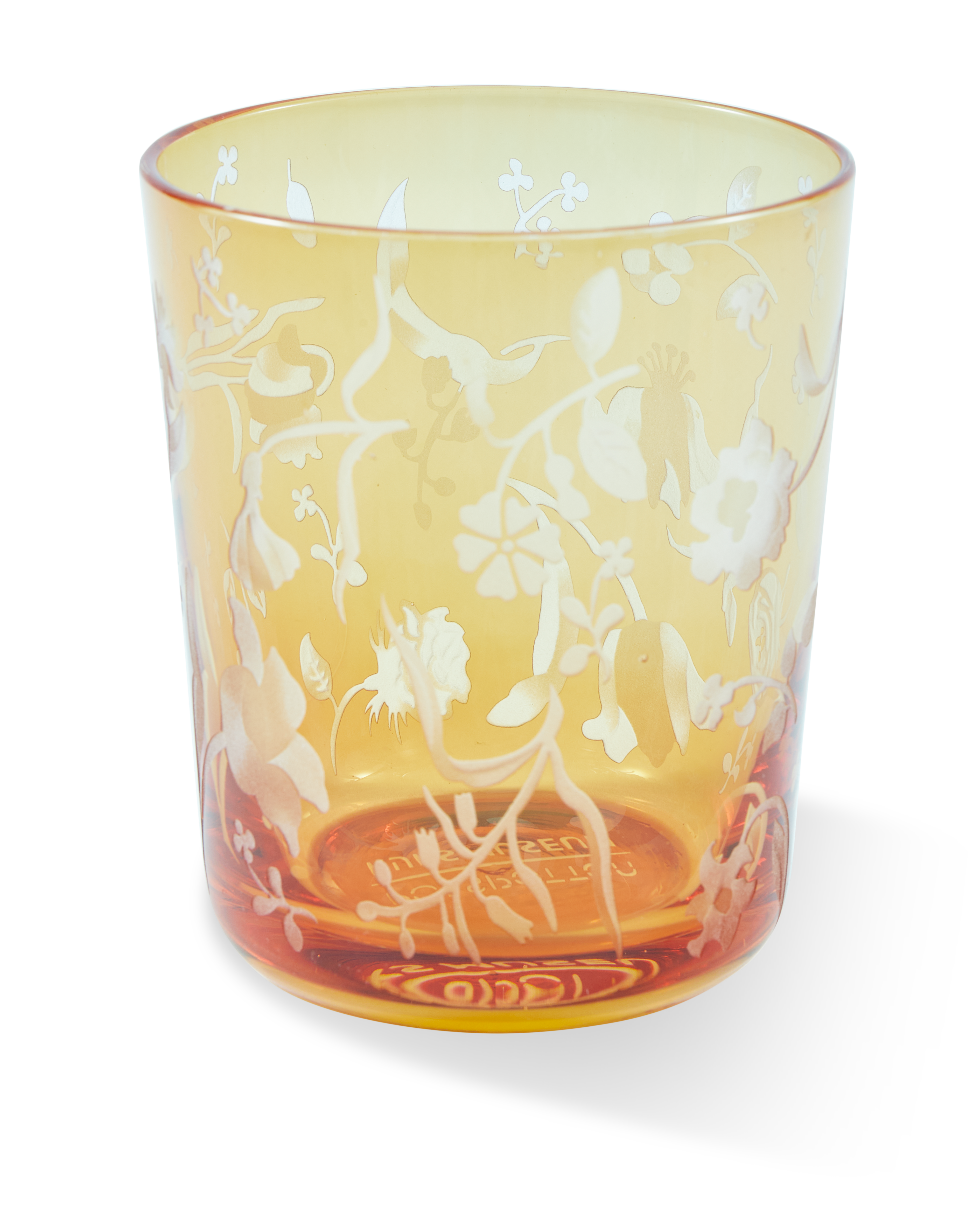 Súprava pohárov ROZPTÝLENÉ KVETY žlté s pieskovaným vzorom