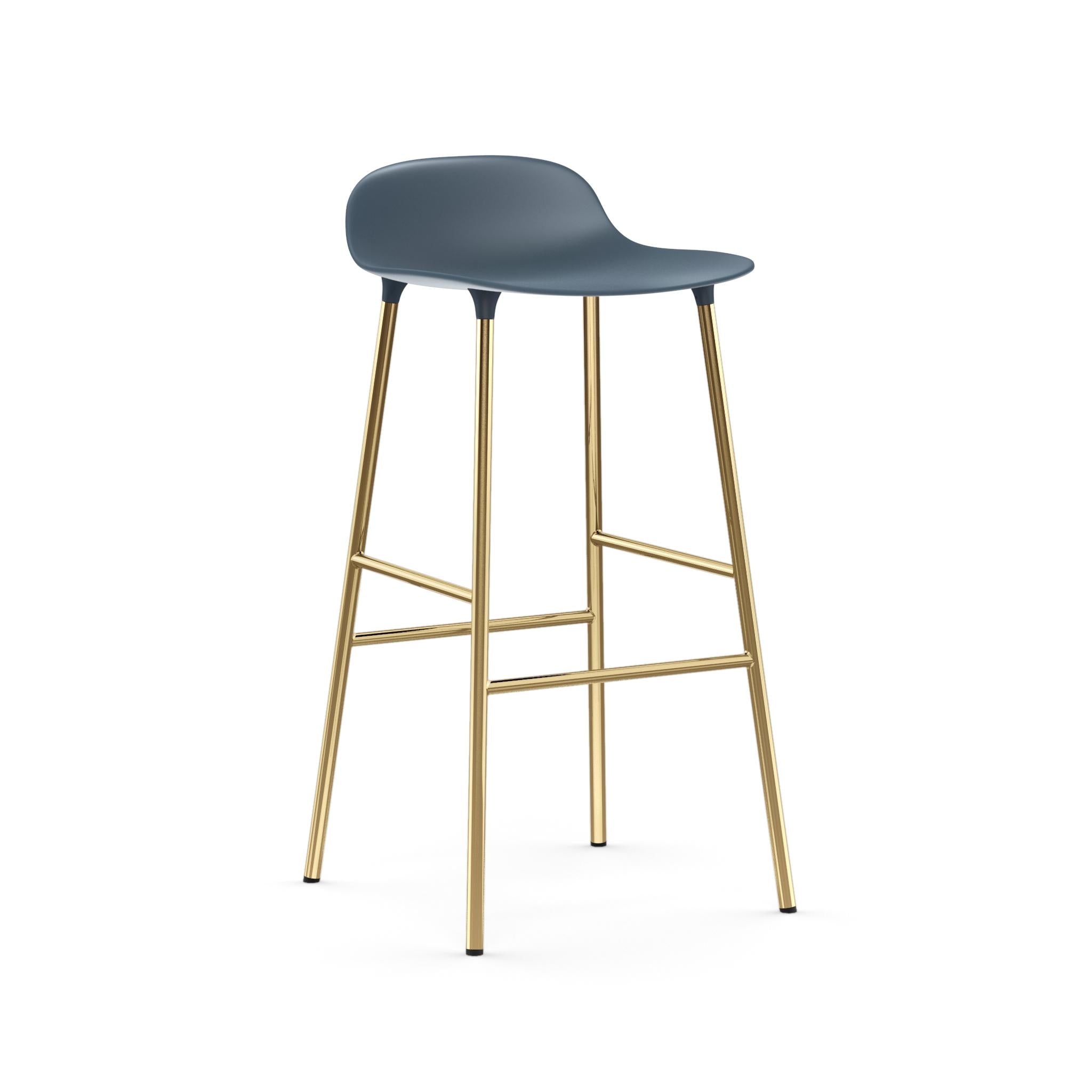 Hocker Form Sea blue with a golden base