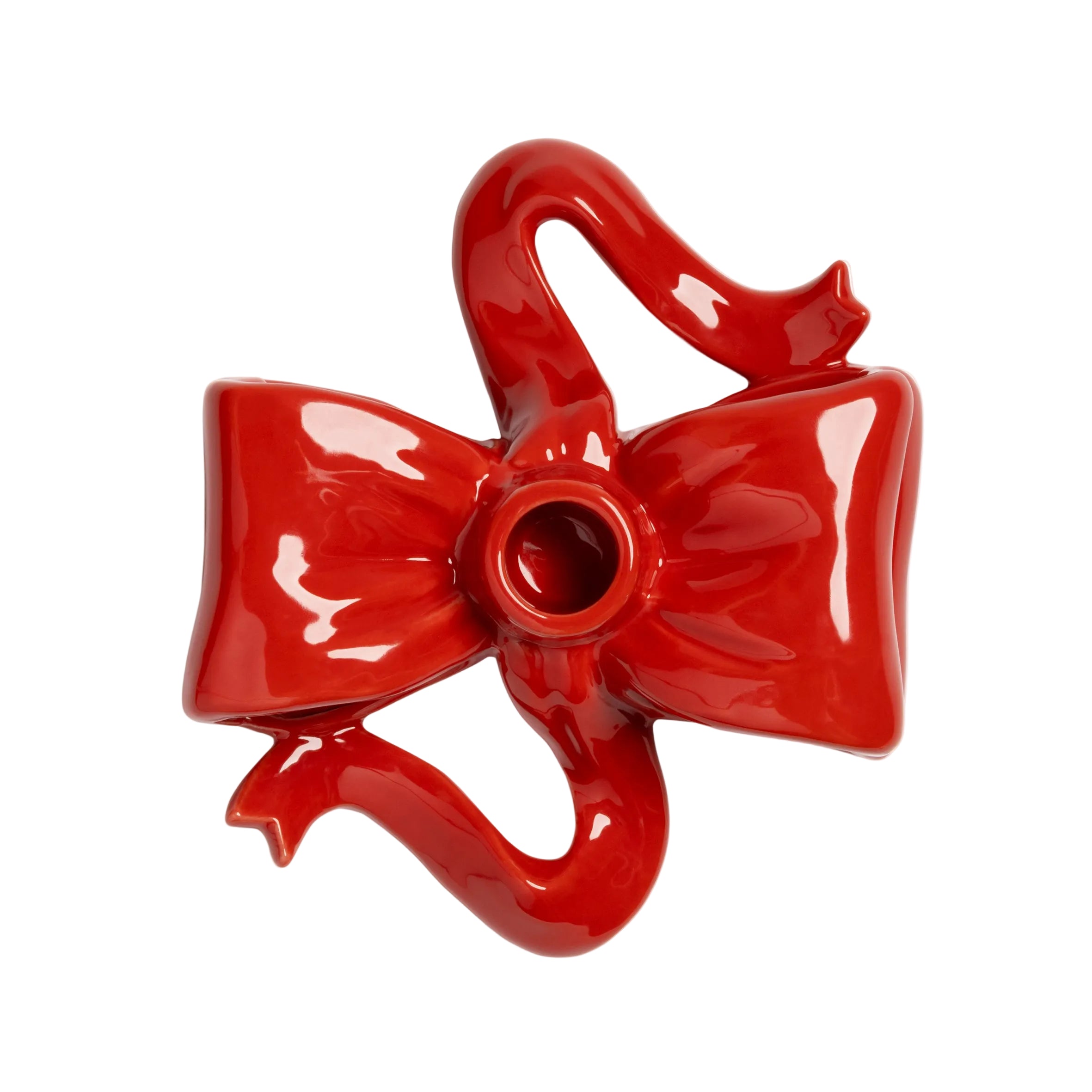 RIBBON Candle Holder Red