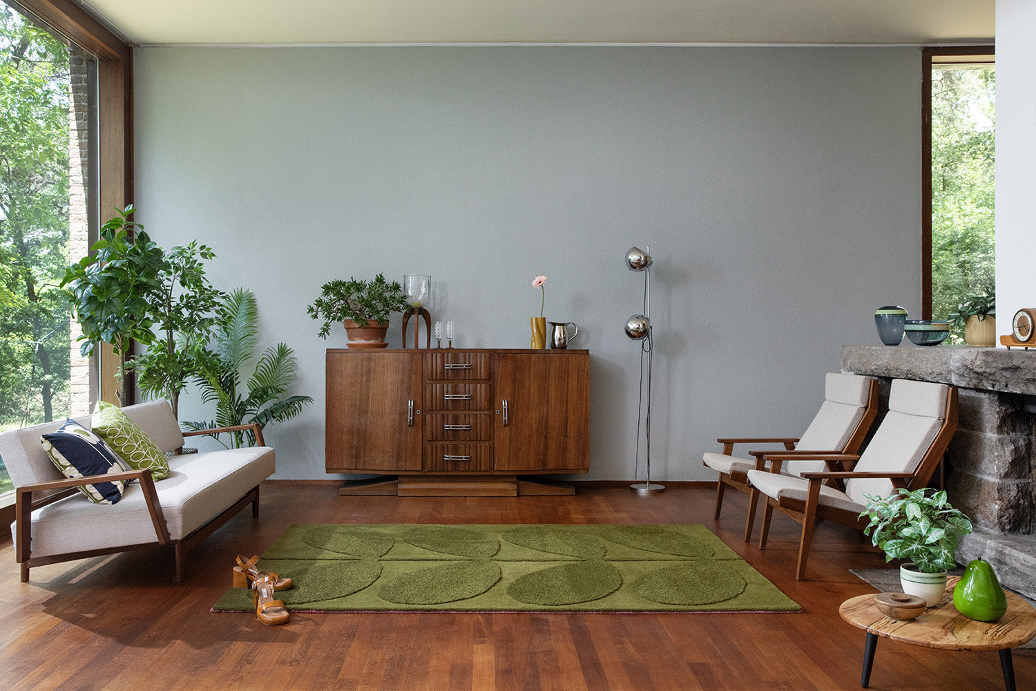 SOLID STEM FERN green rug