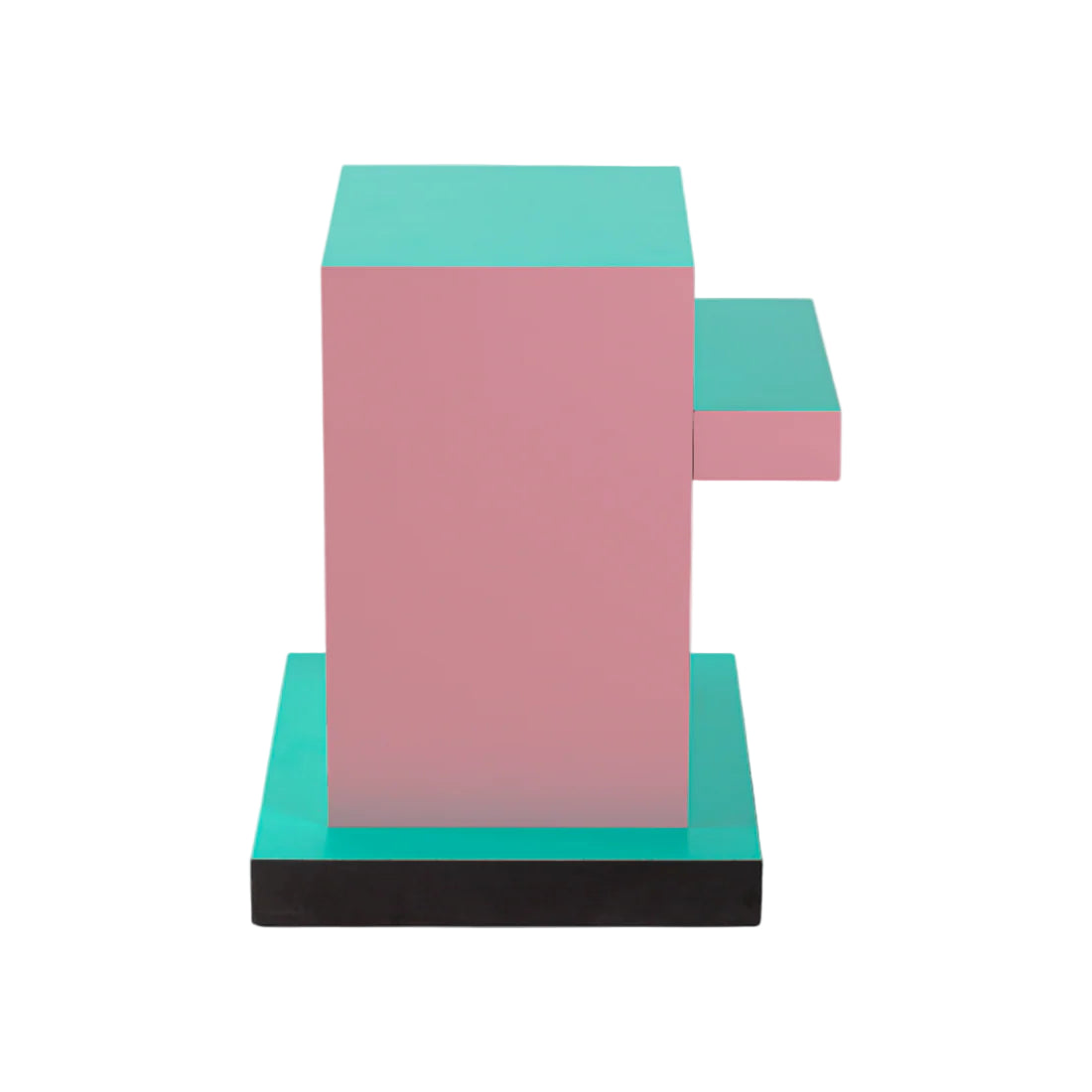 SUPERSIDE RED GRID White Side Table with Pink and Green