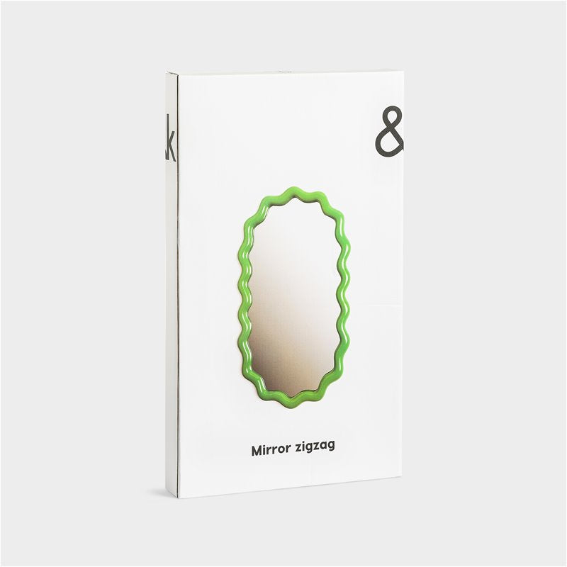 Ovalné zrkadlo ZIGZAG zelené