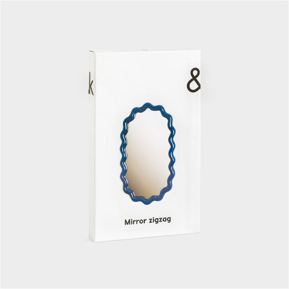 Ovalné zrkadlo ZIGZAG modré