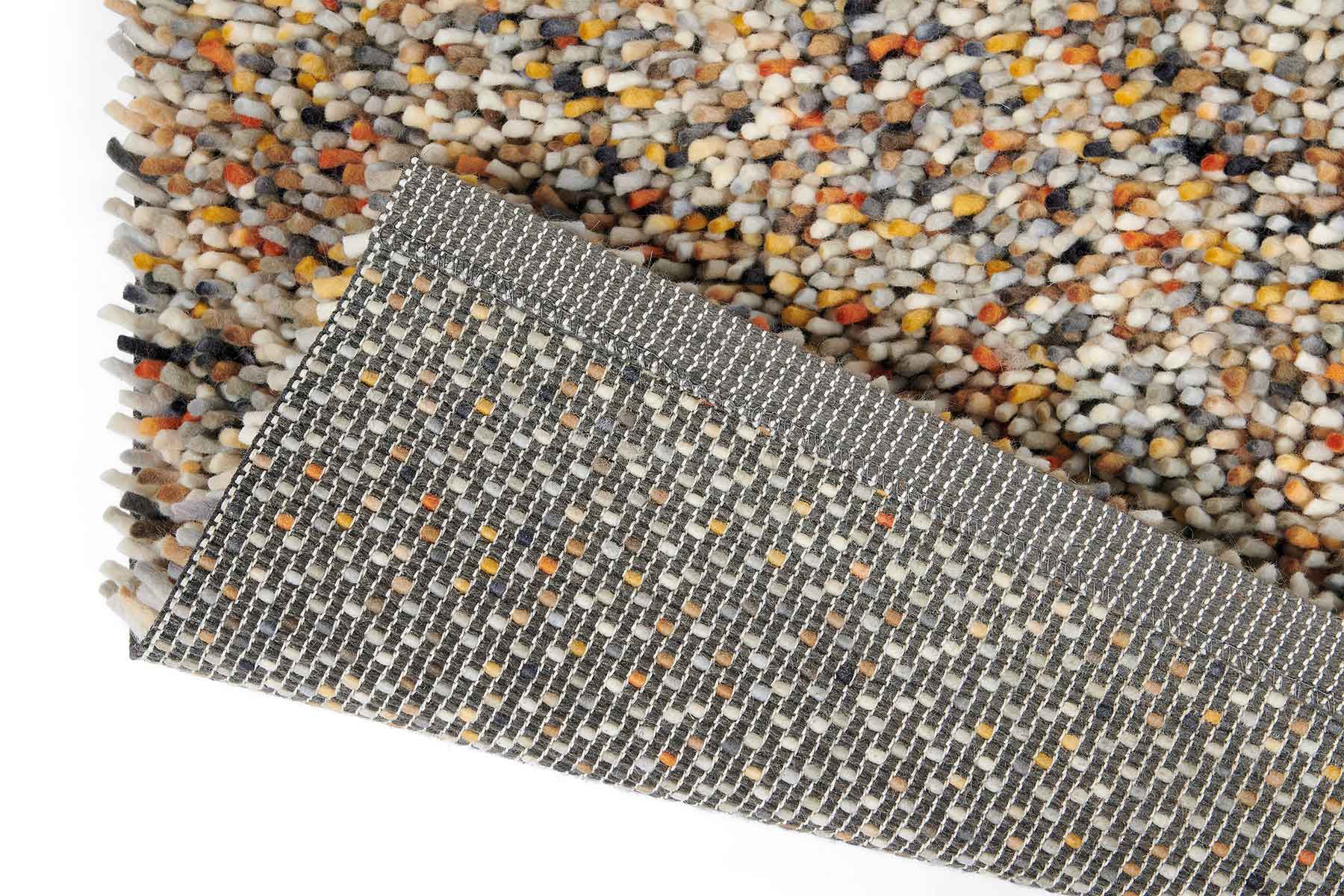 Orange-Cream Dots Carpet with Long Pile