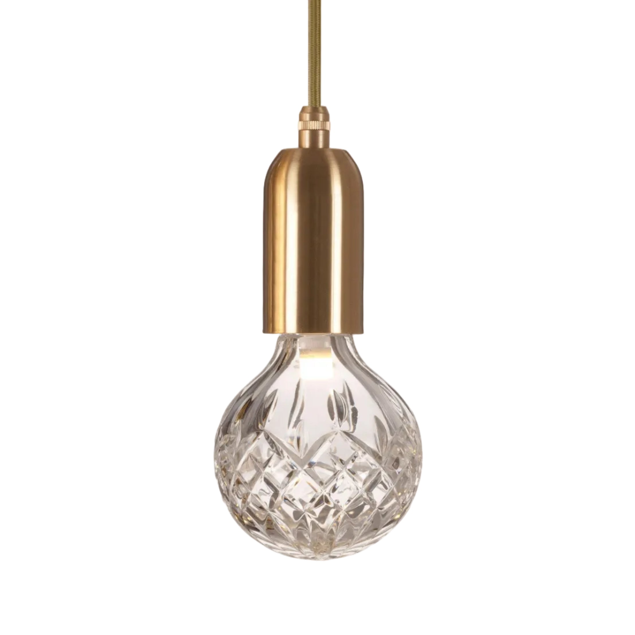 Lusterko visí CRYSTAL BULB, sklo krištáľové s mosadzným povrchom.
