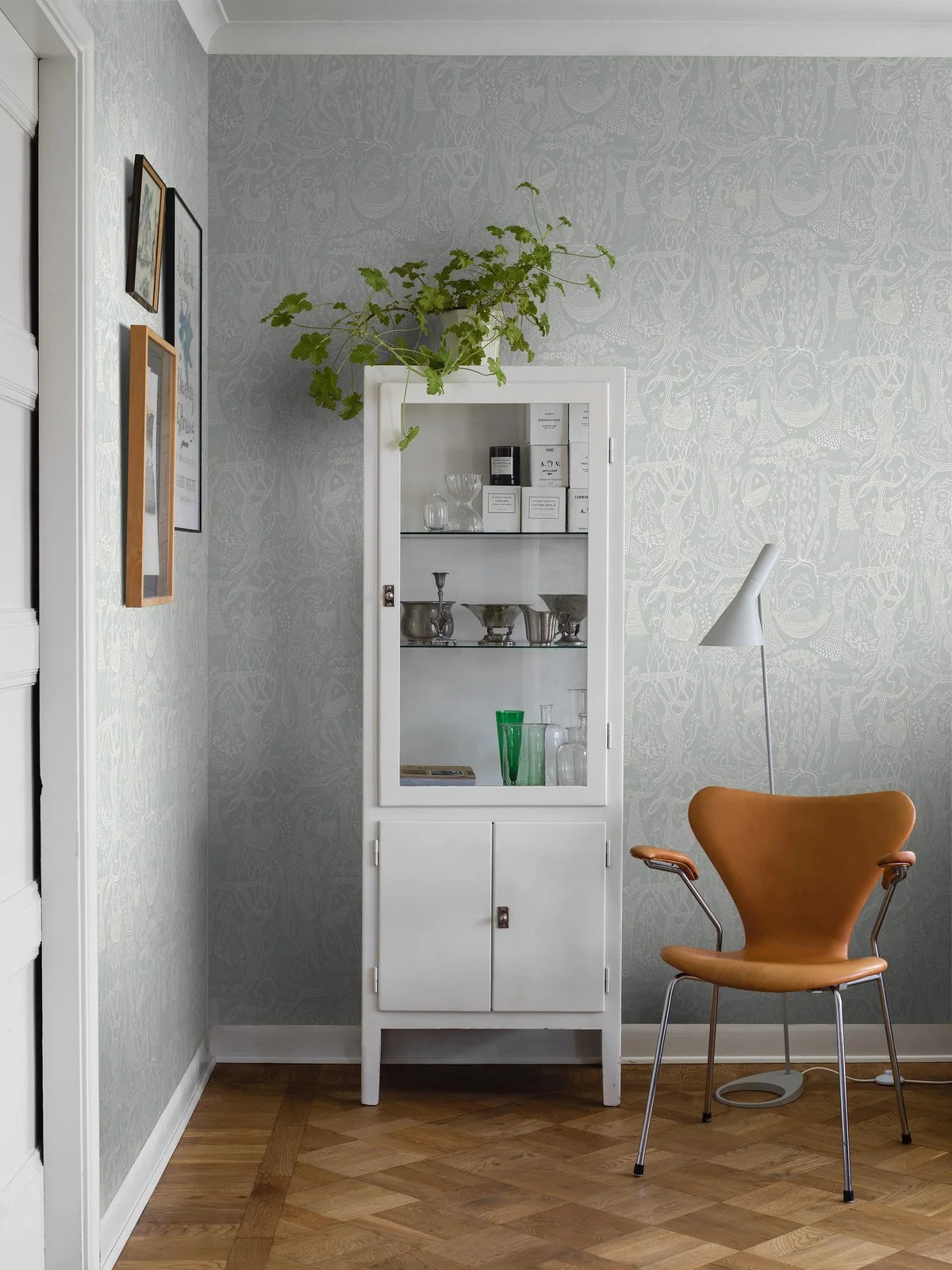 Tapeta s etnickým vzorom POEME D'AMOUR šalviová zelená