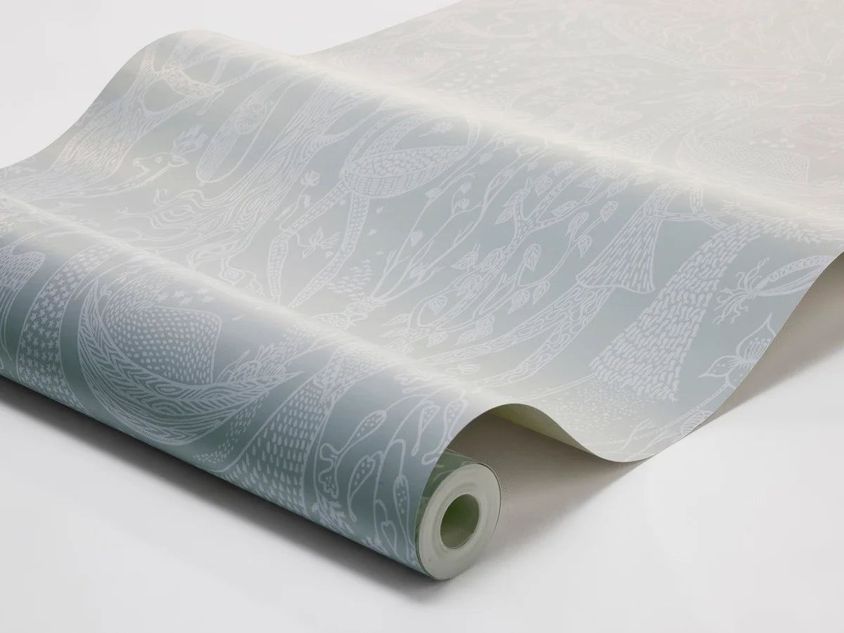 Tapeta s etnickým vzorom POEME D'AMOUR šalviová zelená