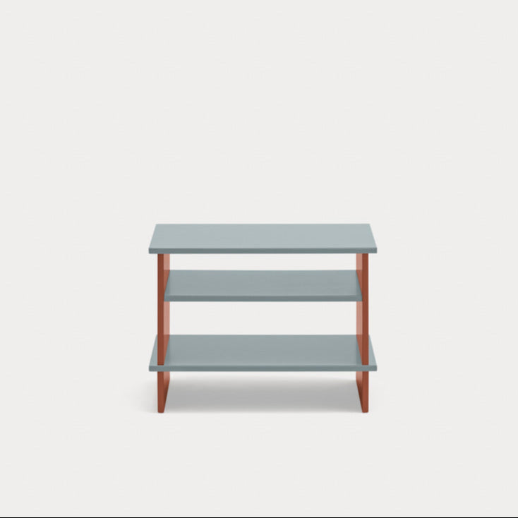 Nočná skrinka INARI šedá s tehlovo červenou