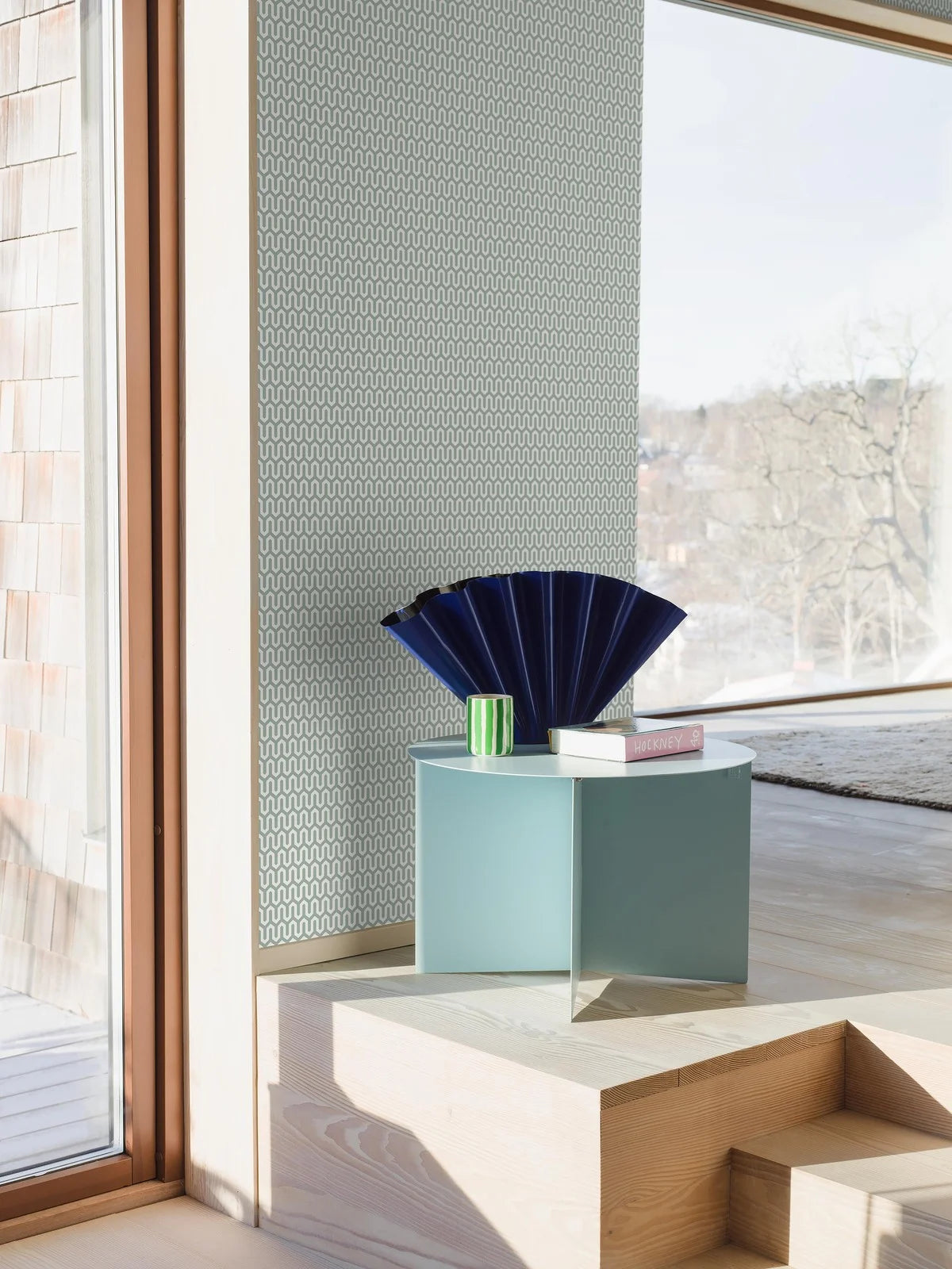 Papierová flizelínová tapeta s geometrickým vzorom YPSILON tyrkysová