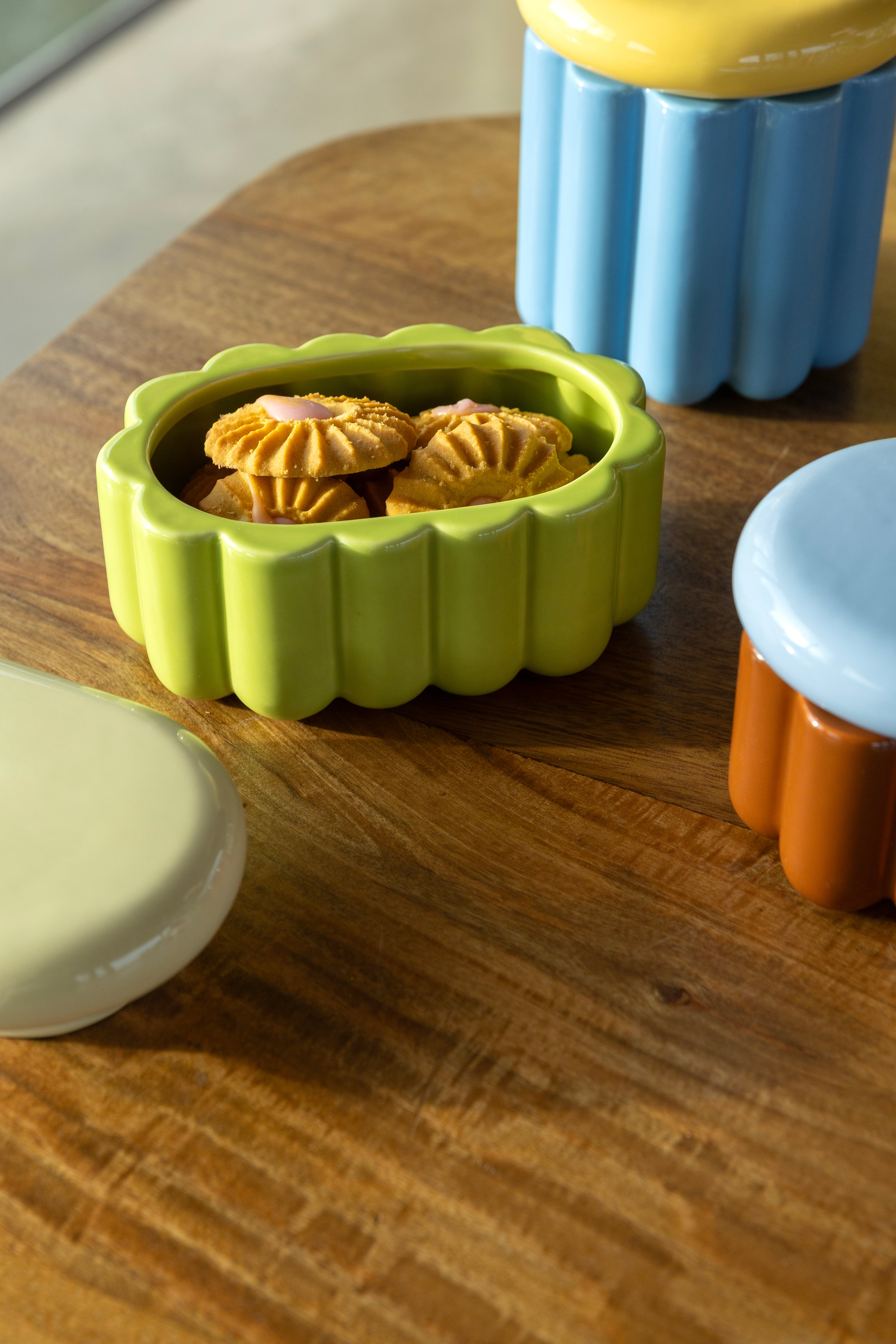 Nádoba CHARLO zelená s žltým viečkom