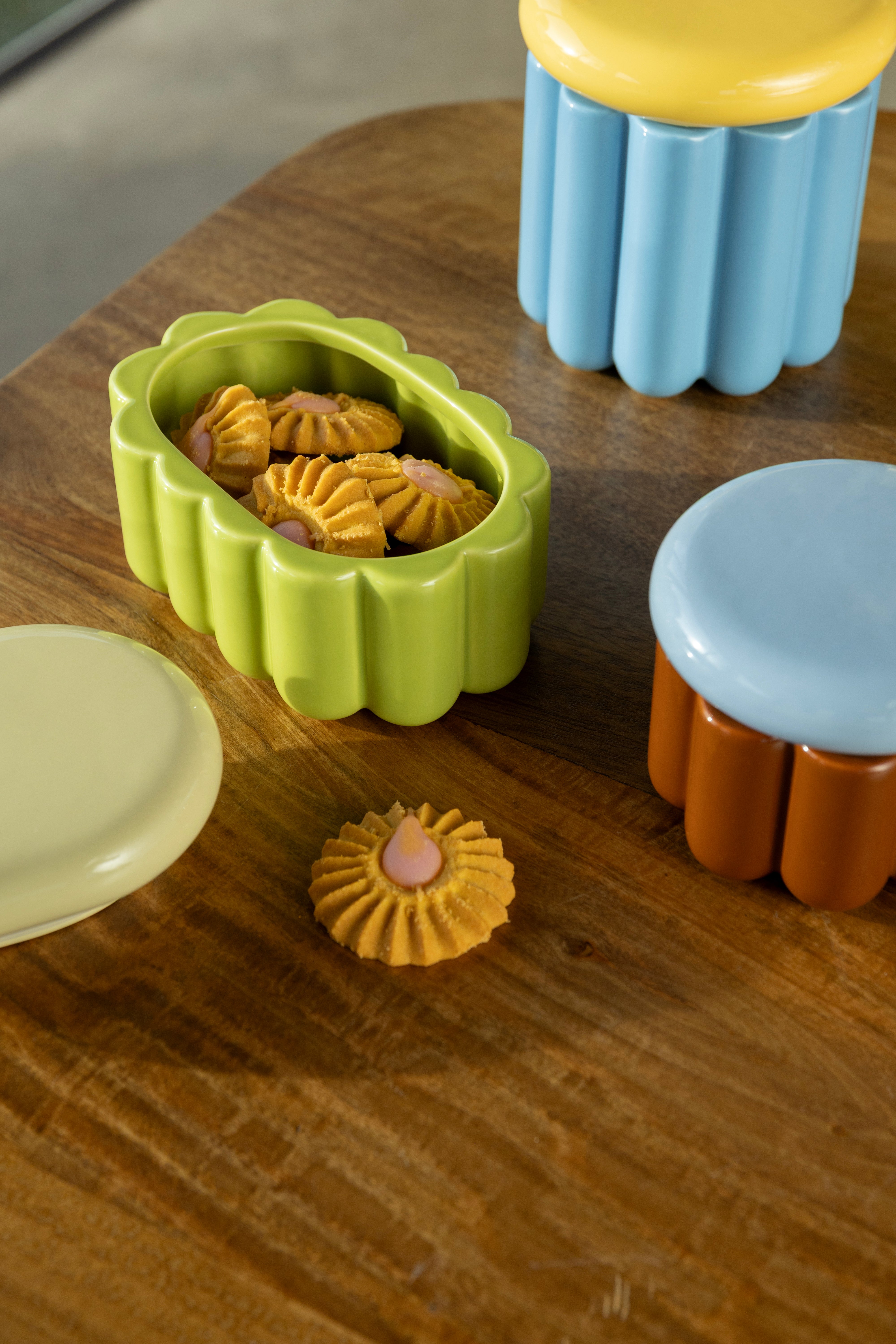 Nádoba CHARLO zelená s žltým viečkom