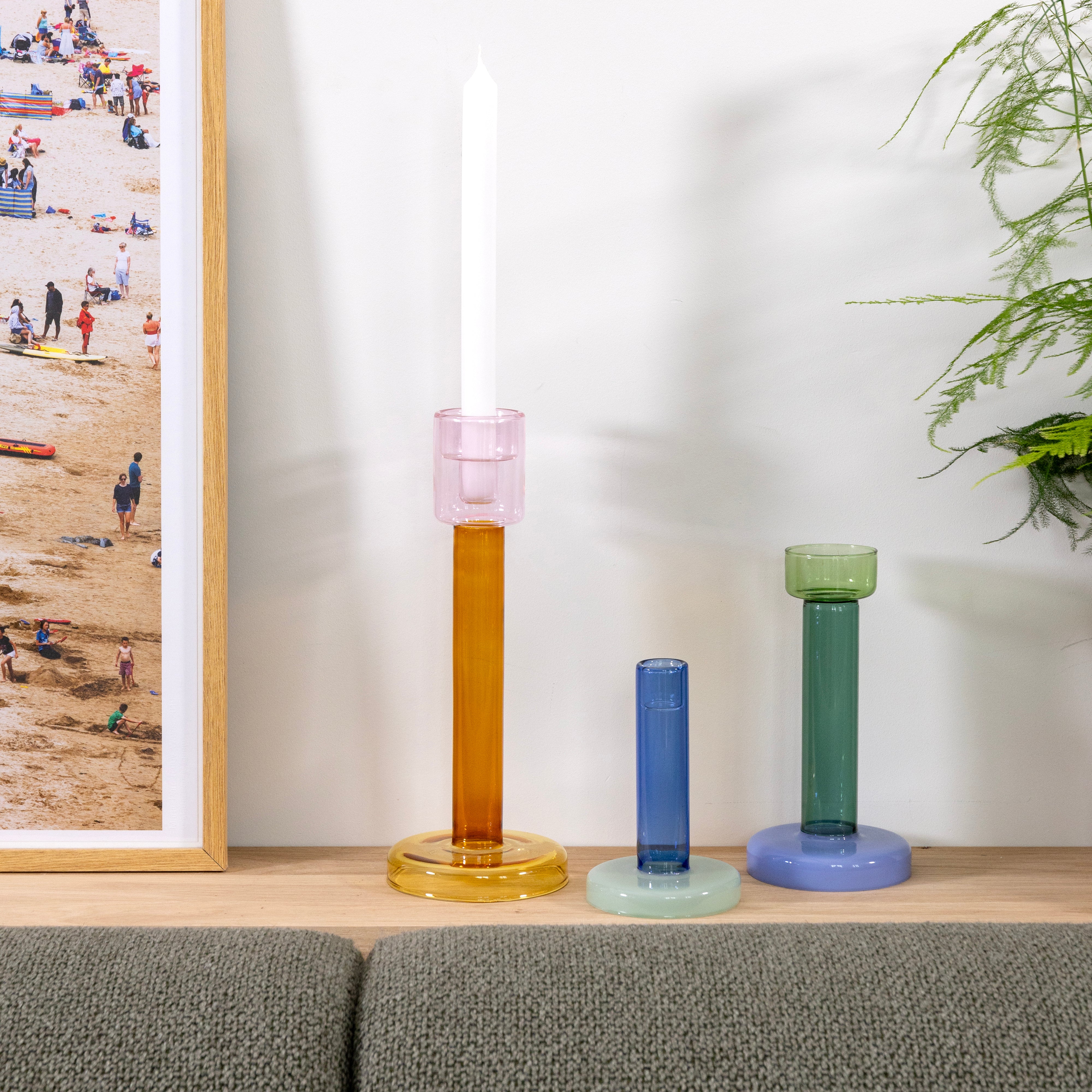 BOLE Candle Holder in Orange with Pink