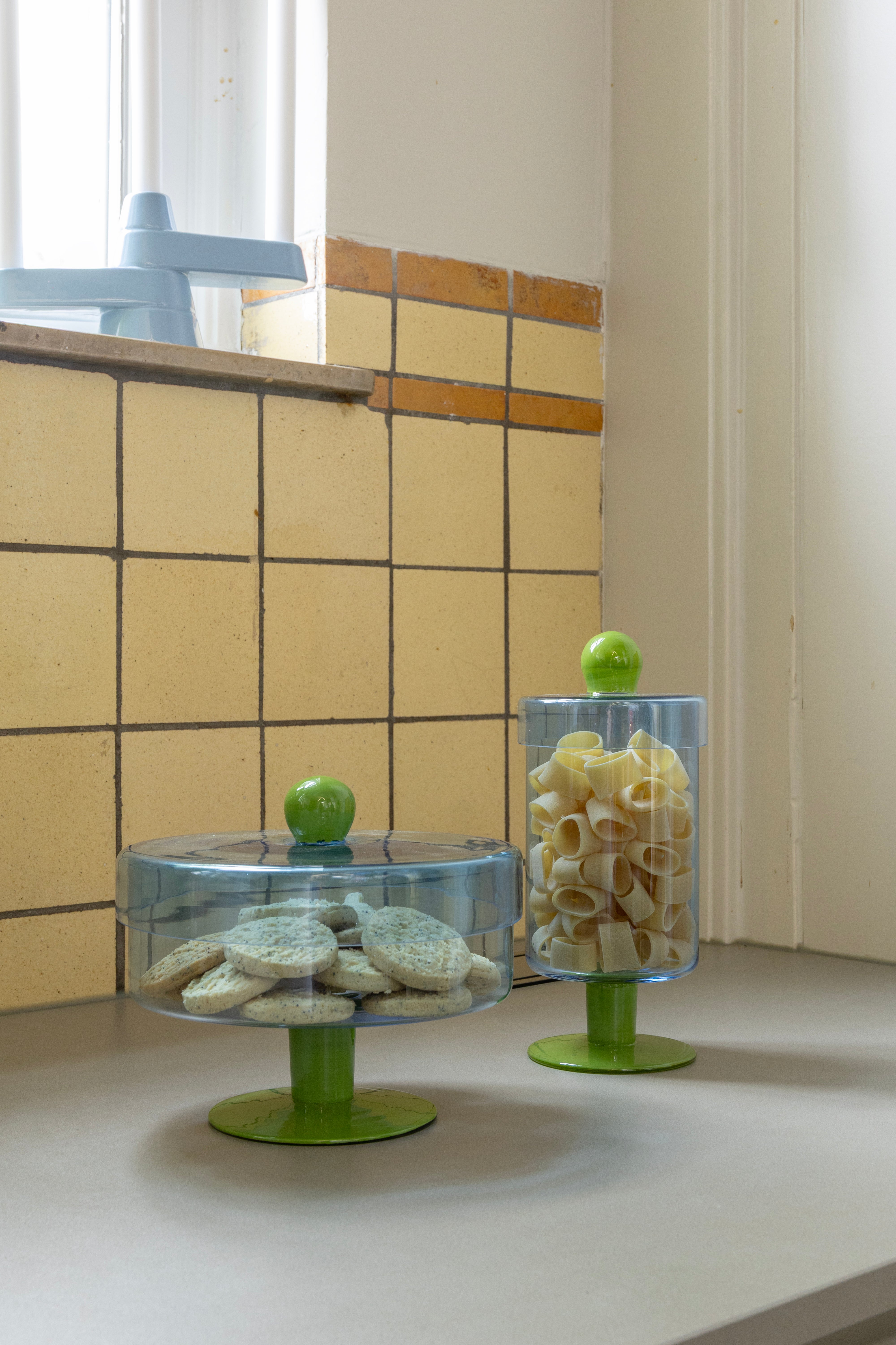 DUO TALL Glass Container Blue with Green