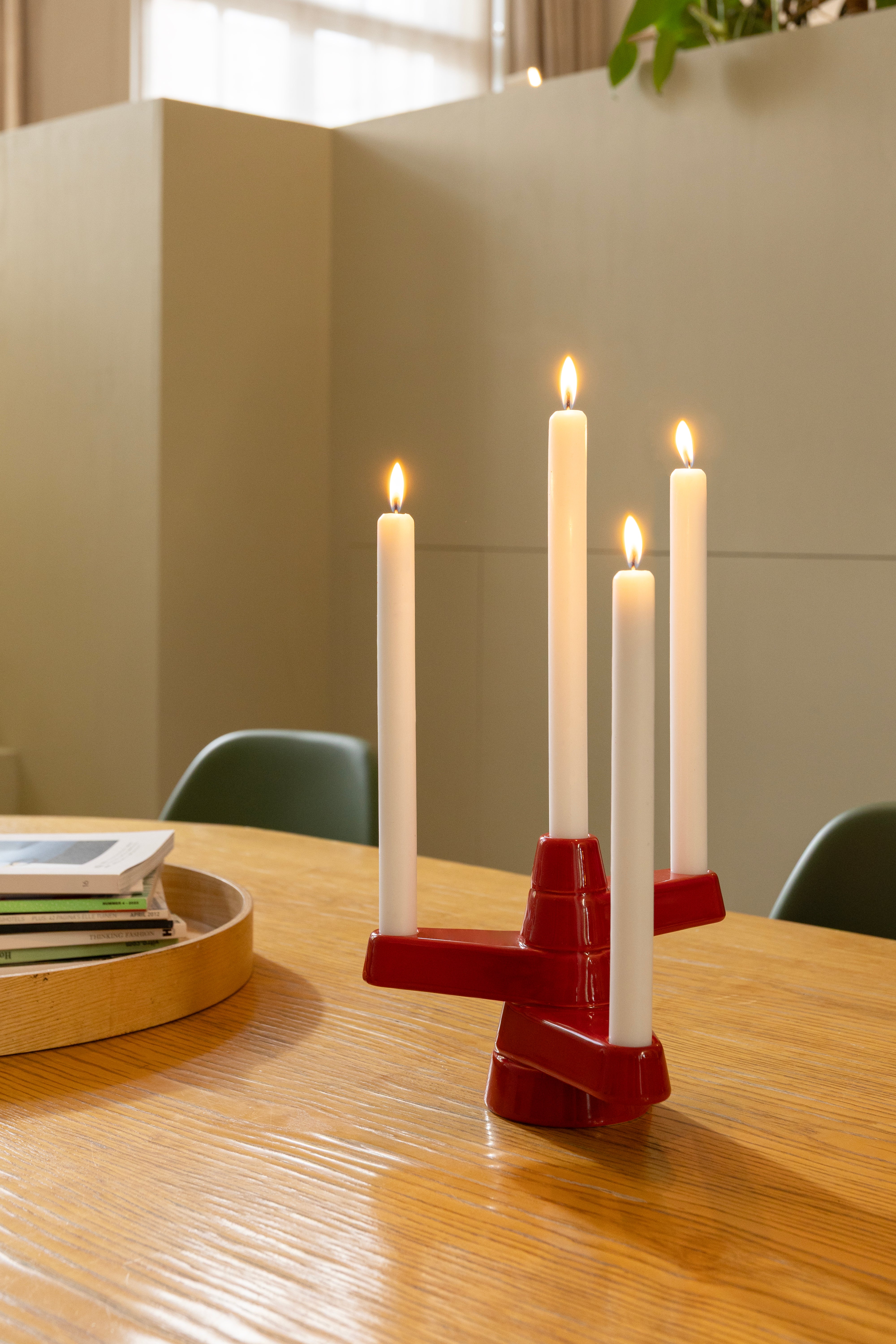 Three-Arm Candle Holder BRUTE Red