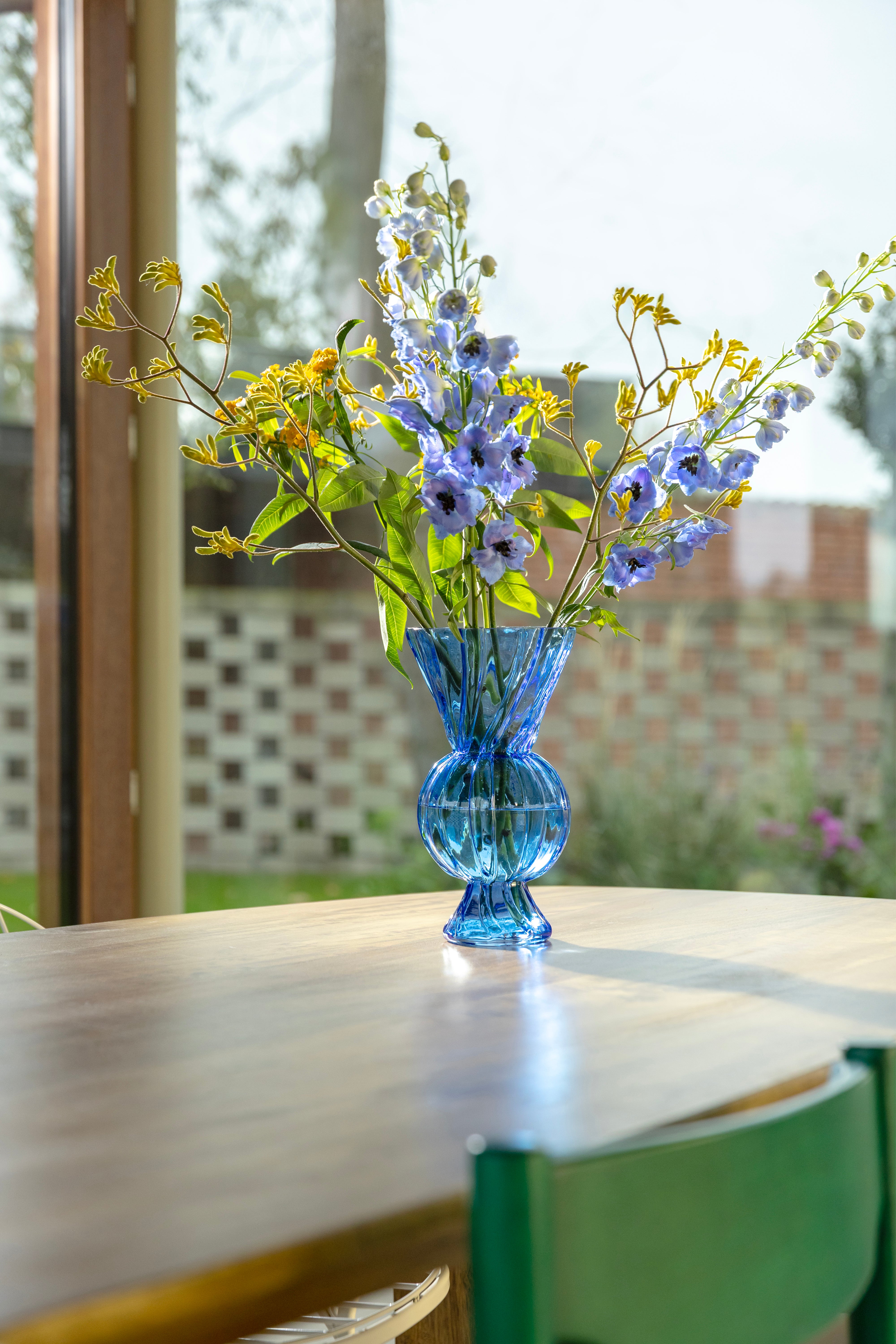 Rhombic Vase Blue Glass