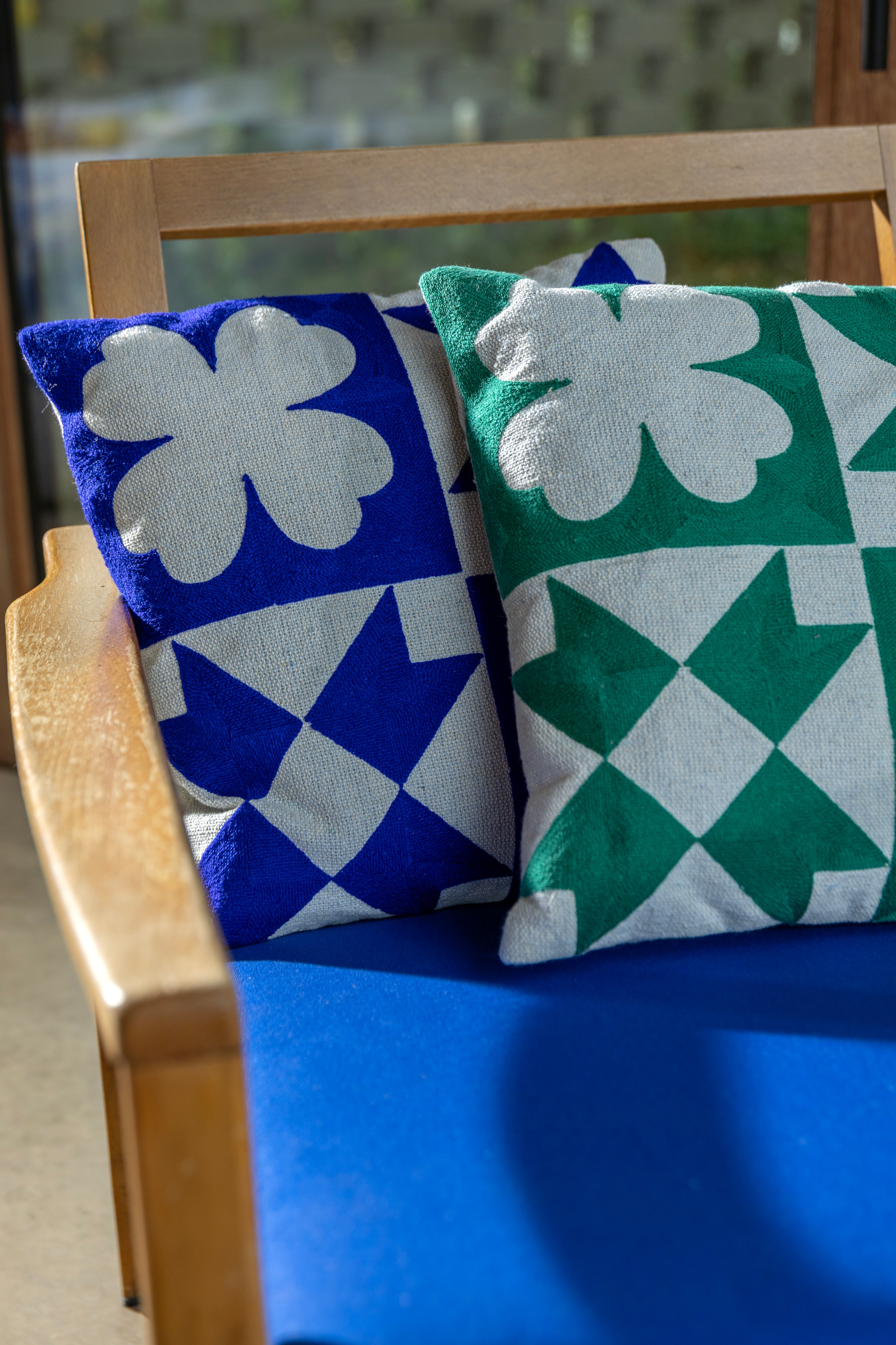 Quilted Pillowcase Blue with White