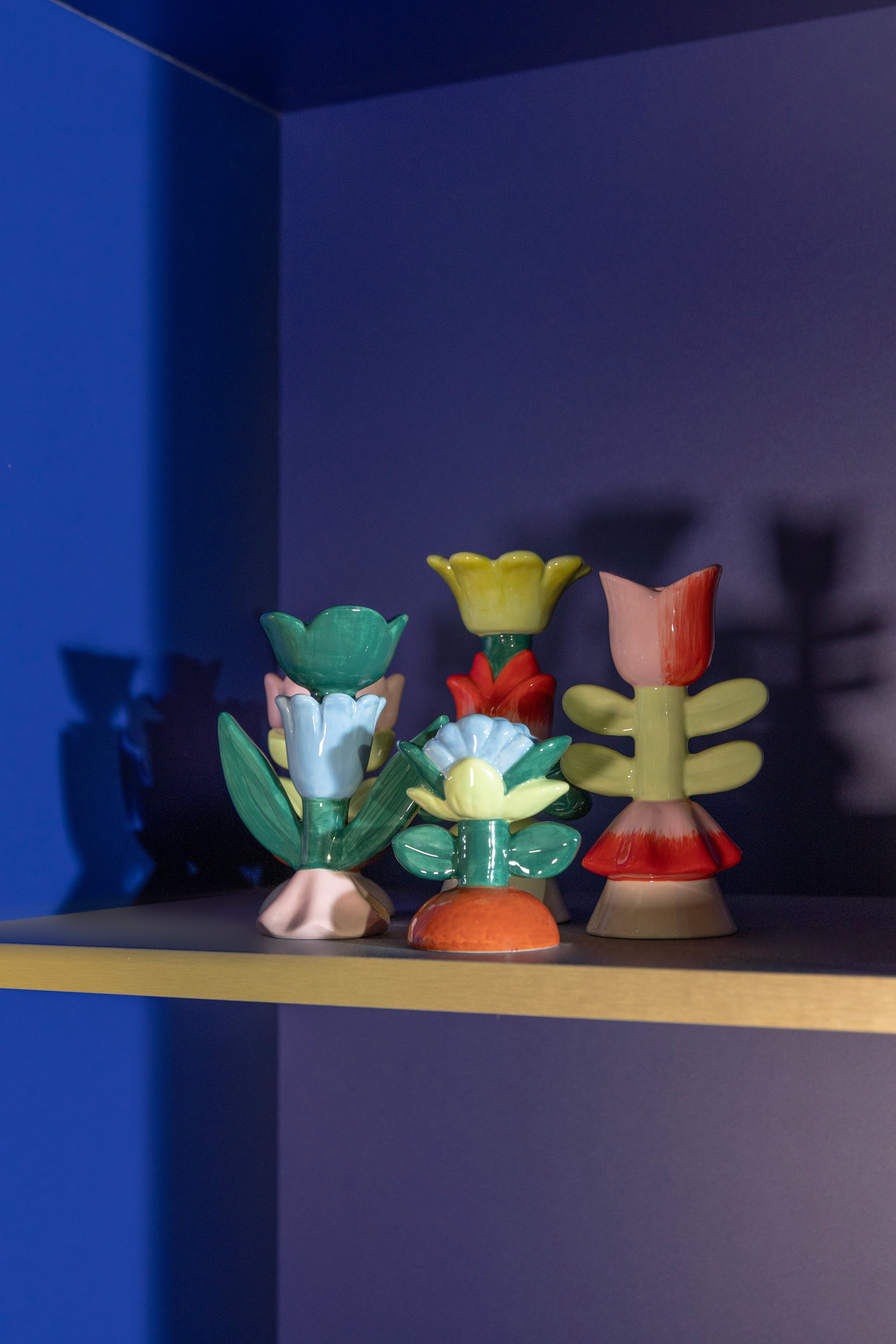 Svietnik BLUME zelený s ružovým a červeným