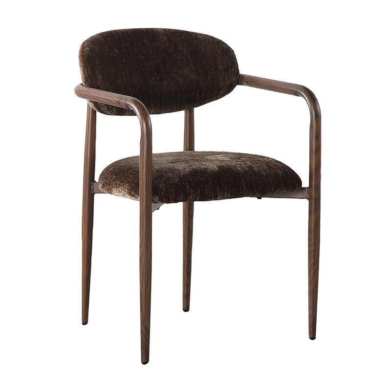SAKE Armchair in Brown with Dark Wooden Base