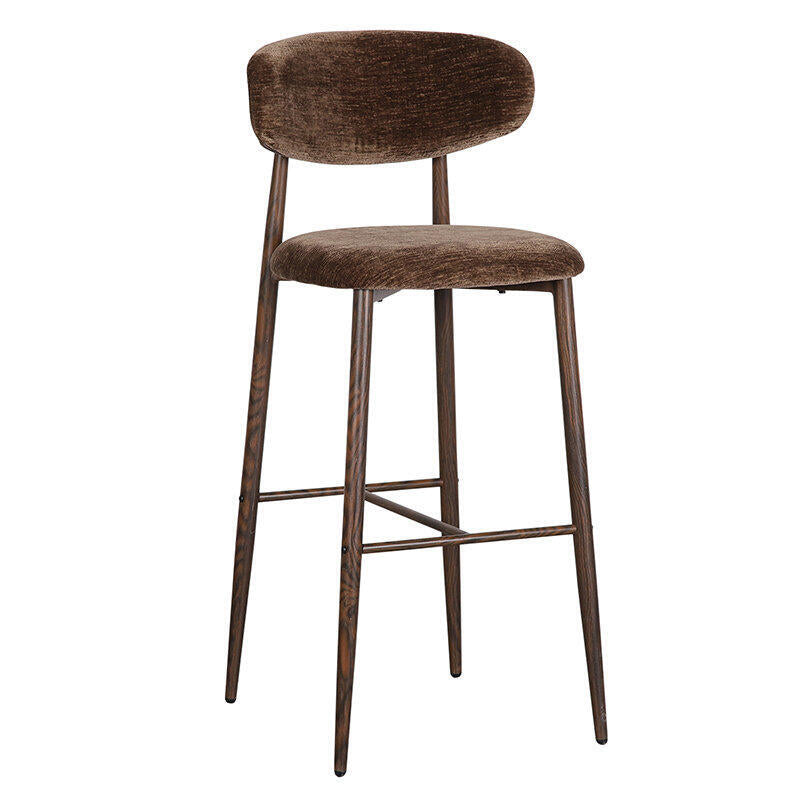 JAPANDI Brown Stool with Dark Wooden Base