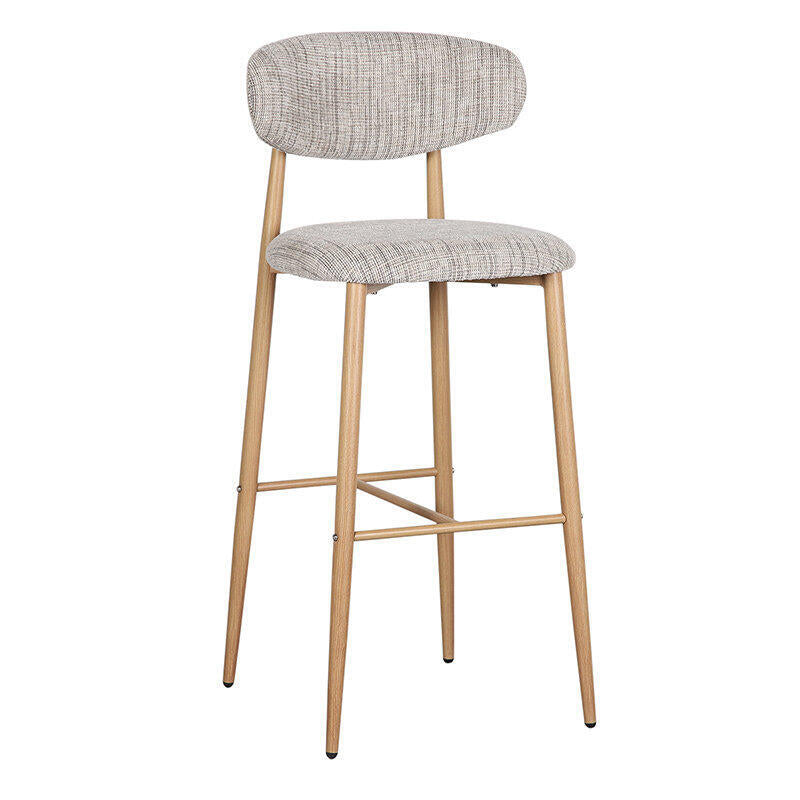 JAPANDI Stool in Gray Beige with Wooden Base