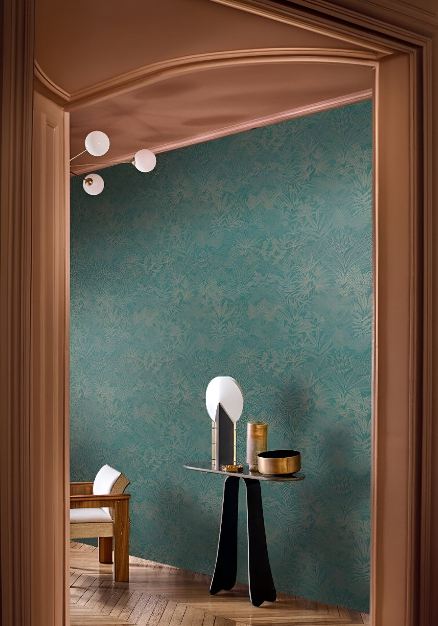 Tapeta s rastlinným motívom DOUM - EMERAUDE/DORE smaragdová so zlatou