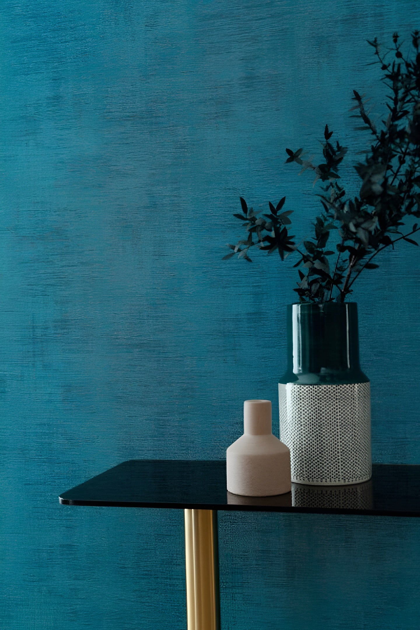 Štruktúrna tapeta imitujúca ošúchané plátno JOHARA - BLEU CANARD modrá