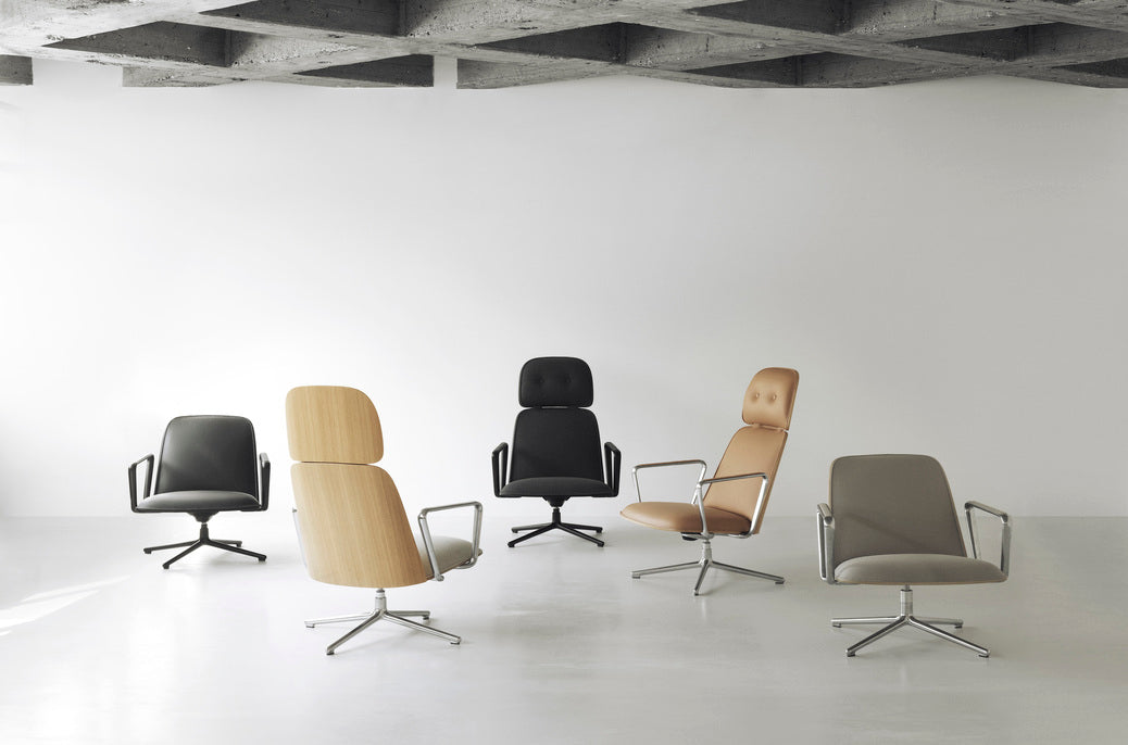 Fotel obrotowy PAD HIGH czarny fornir jesionowy z czarną podstawą