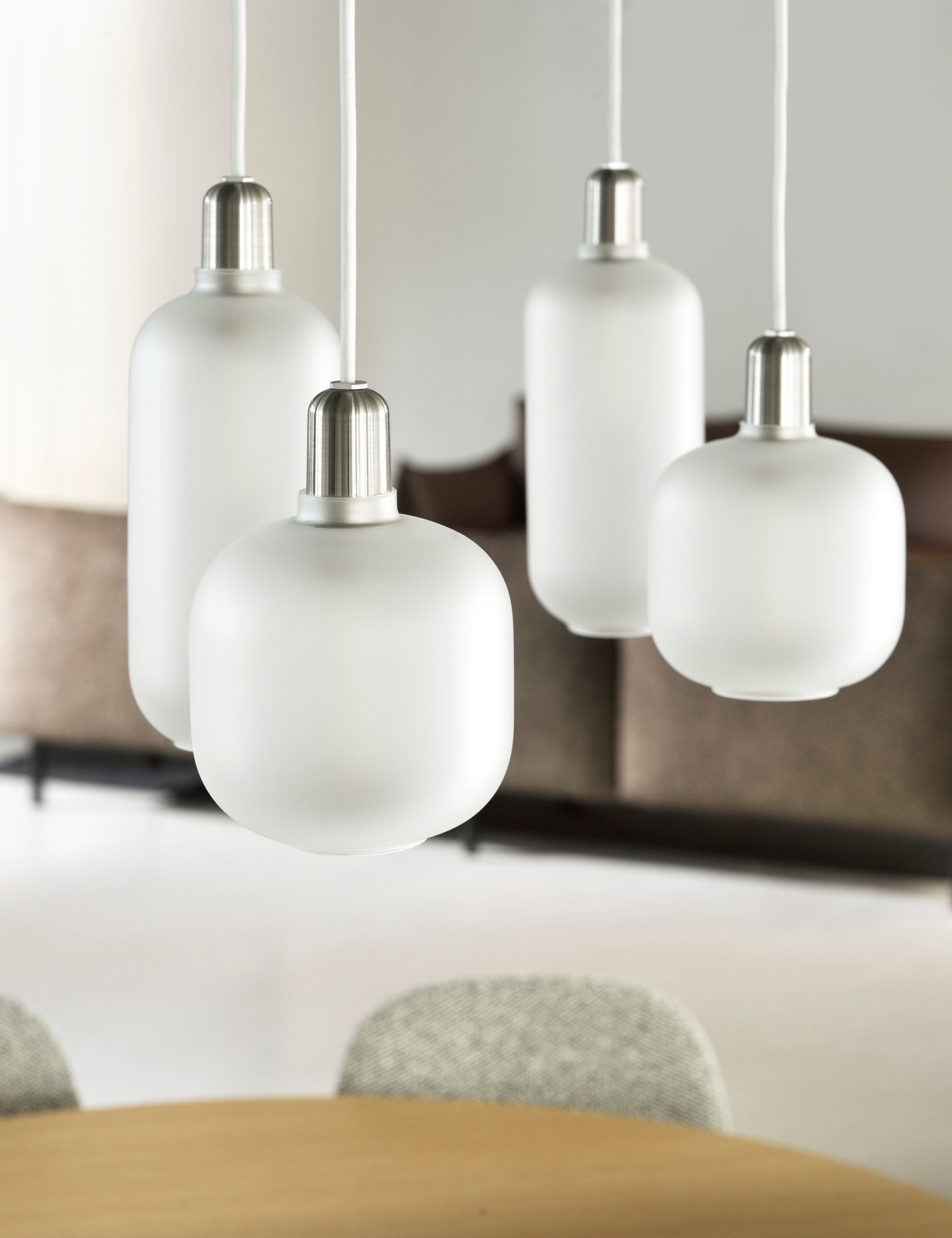 AMP pendant lamp with matte glass and silver finish
