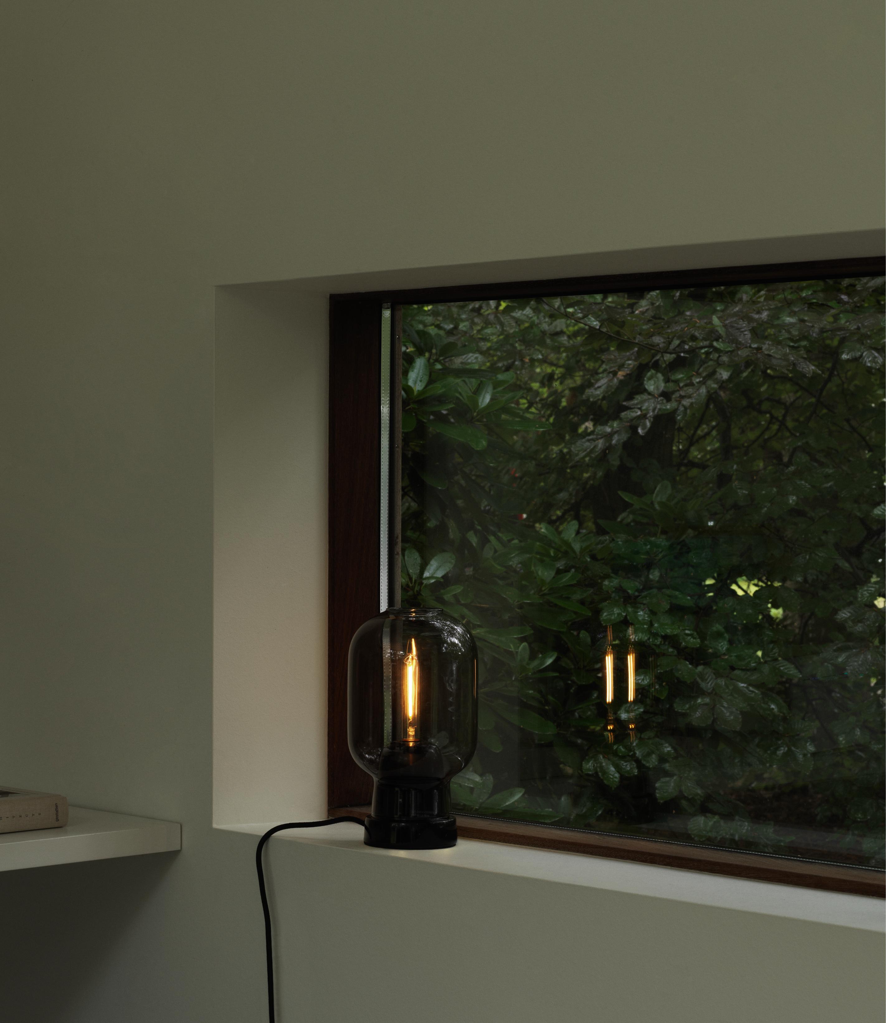 AMP table lamp in smoked glass with black marble