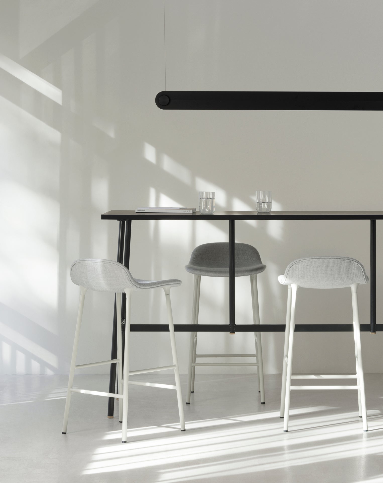 Upholstered forms with a burgundy base