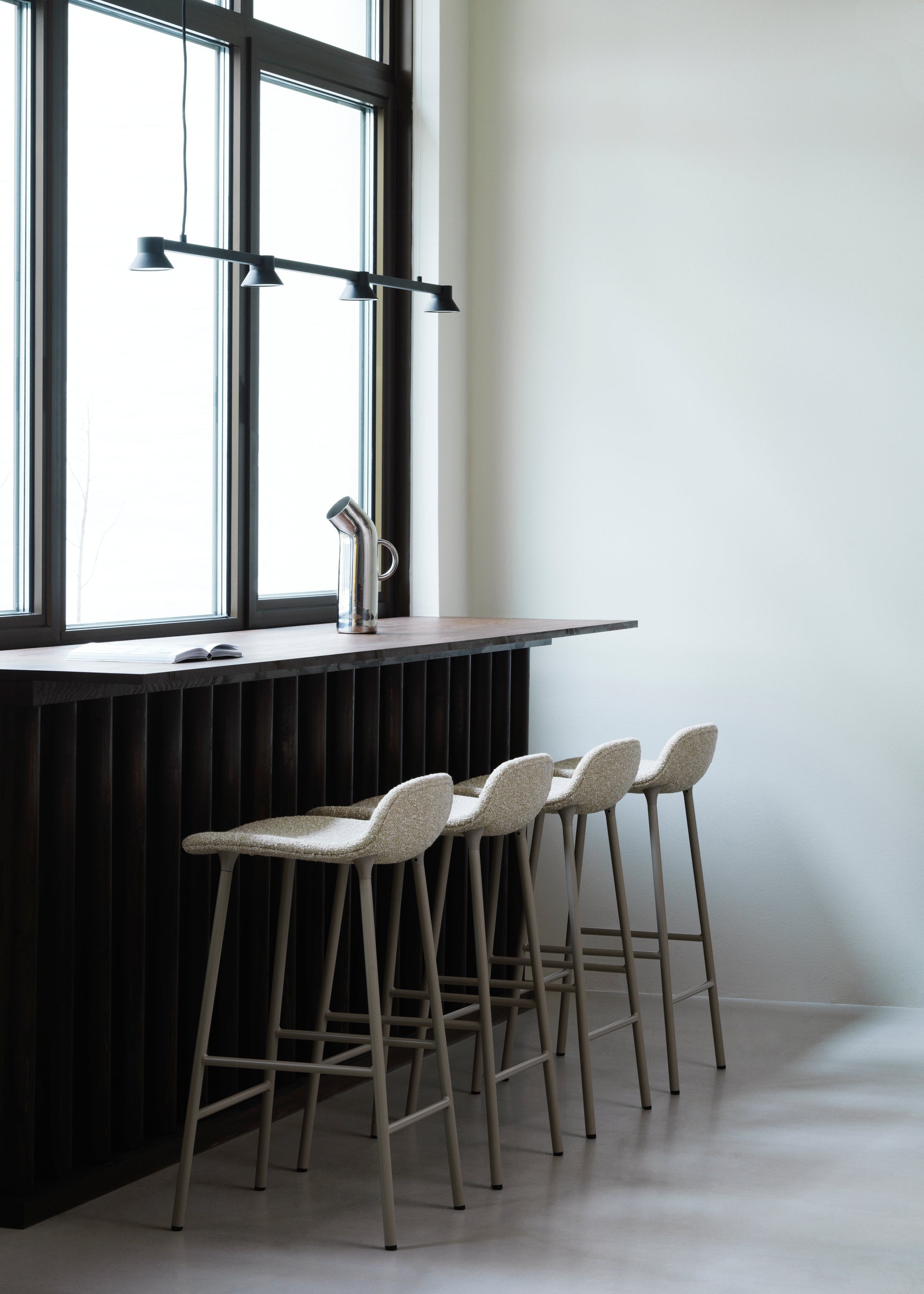 Upholstered forms with a burgundy base